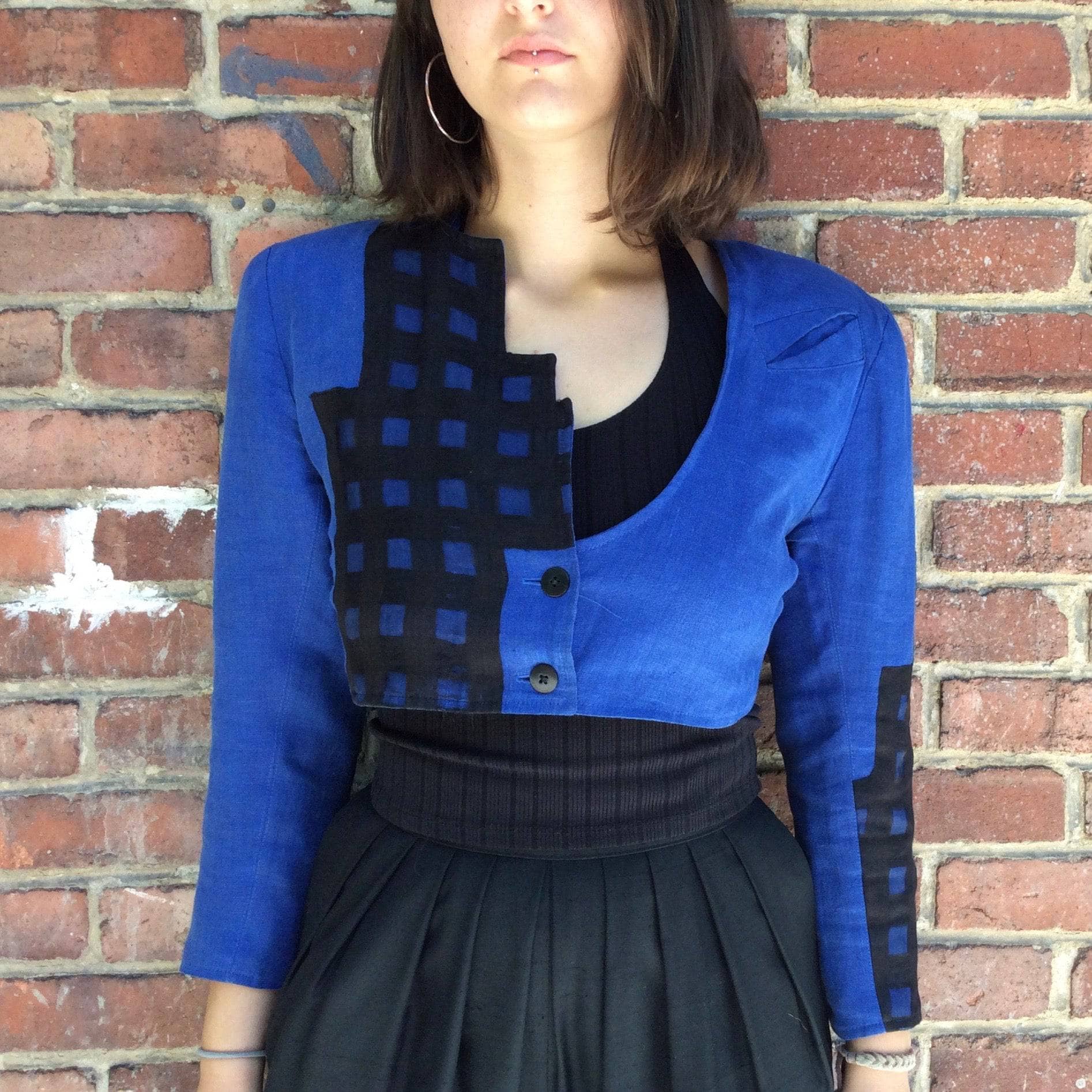 1980s Jean Airoldi Asymmetrical Linen Bolero Blazer Small - Image 6