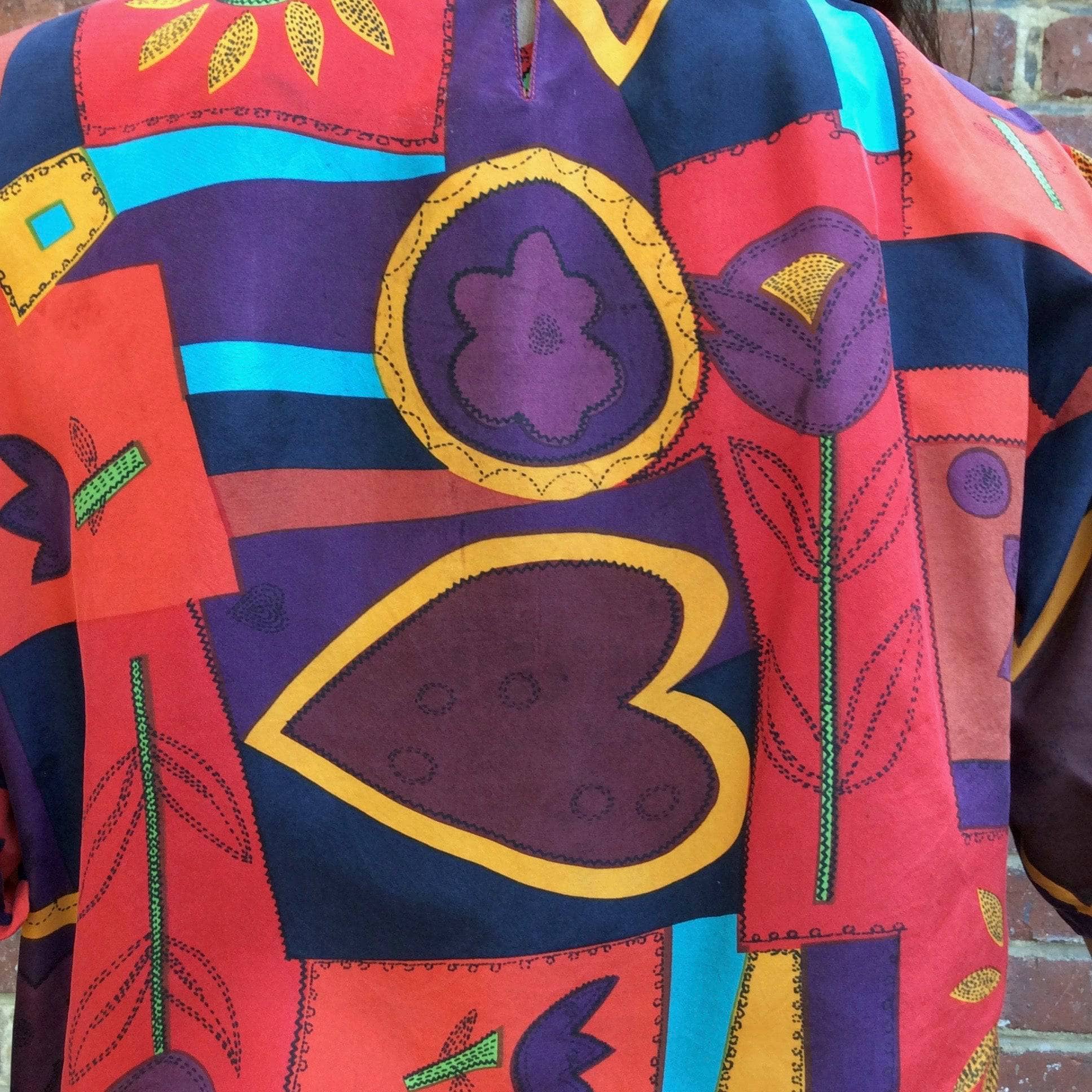 1980s "OSCAR DE LA RENTA" Short Sleeve Silk Top M - Image 6