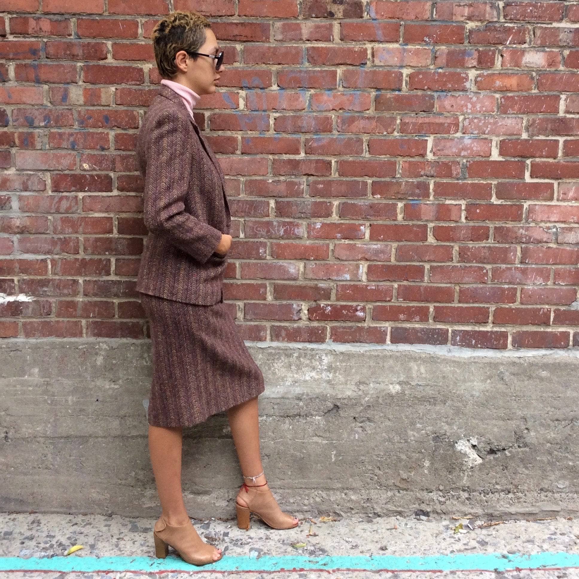1980s Rodier Paris Wool Blazer and Skirt Set Medium - Image 3