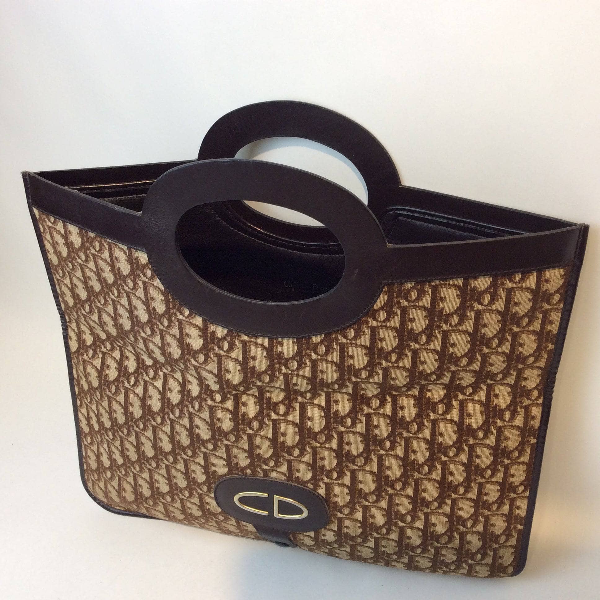 1980s Christian Dior Oblique Foldable Monogram Handbag - Image 4