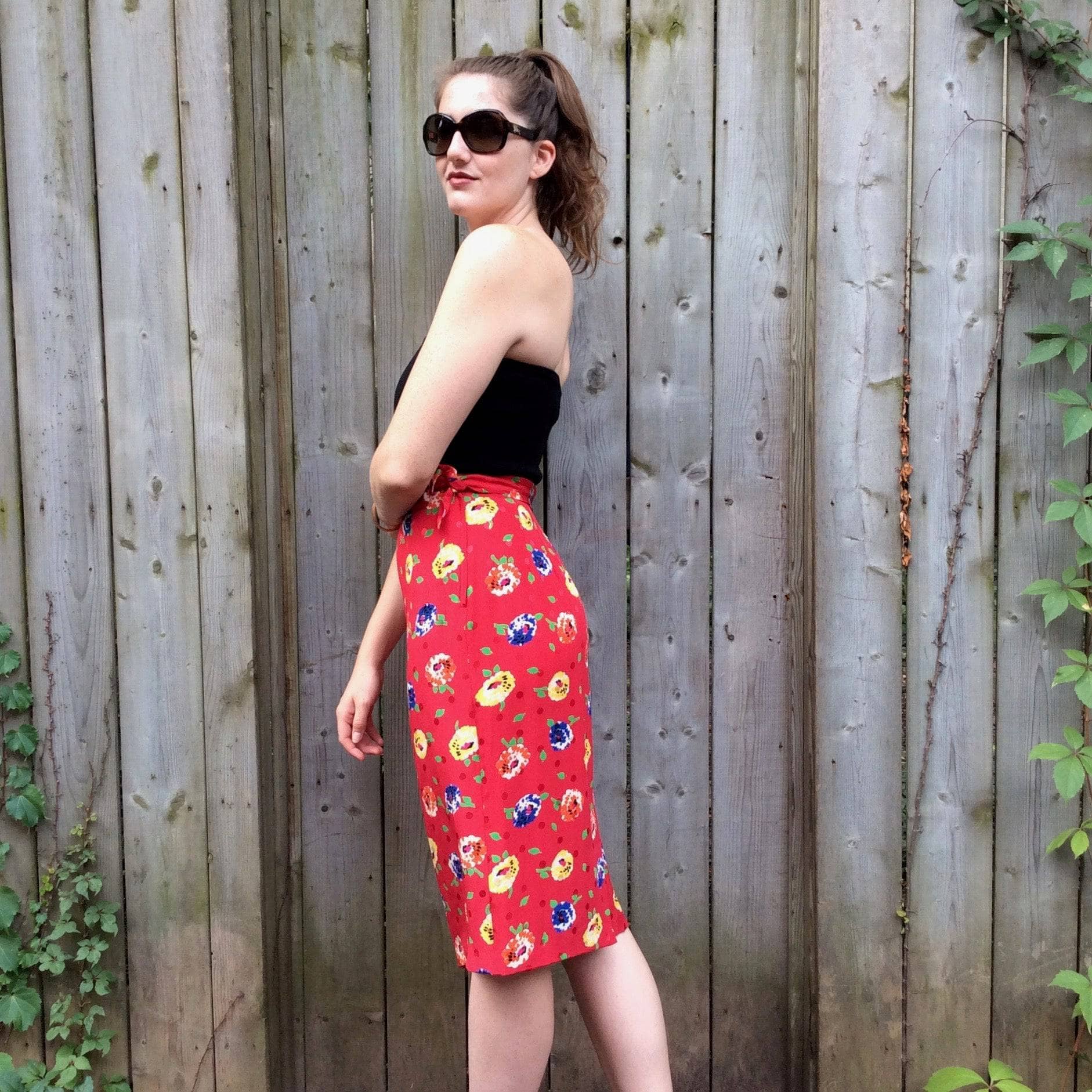 1980s UNGARO Red Silk Midi Skirt Small/Medium - Image 8