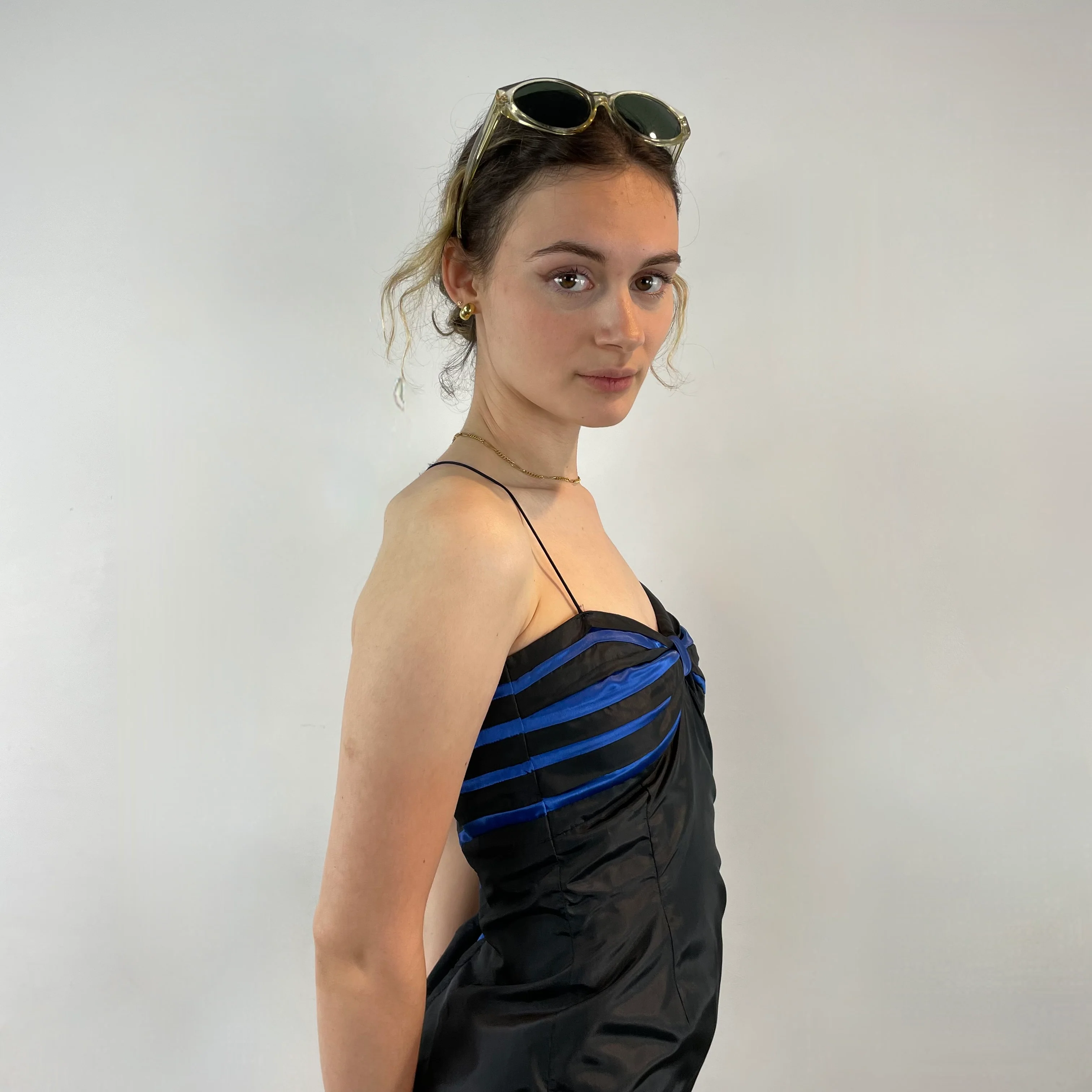 1990s/2000s Black Satin Sleeveless Pencil Midi Dress Extra Small - Image 4