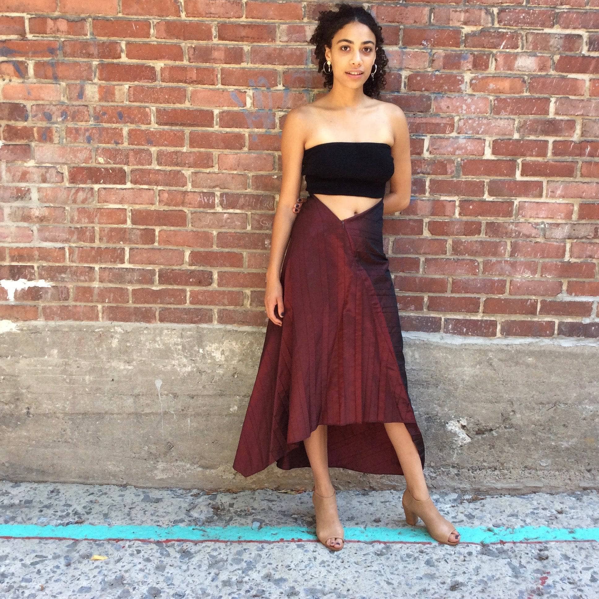 1990s-2000s Marie Saint Pierre Asymmetrical Midi Skirt Small - Image 3