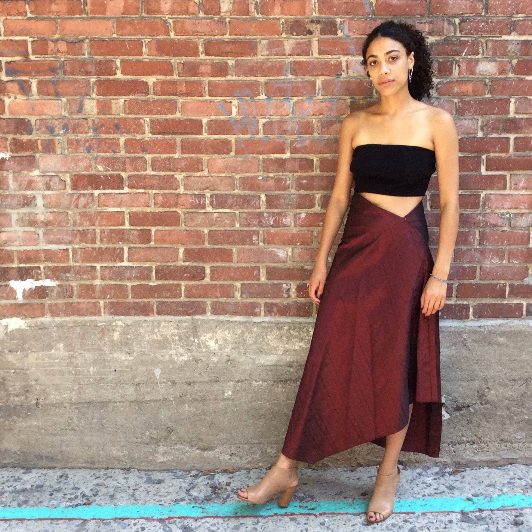 1990s-2000s Marie Saint Pierre Asymmetrical Midi Skirt Small - Image 4