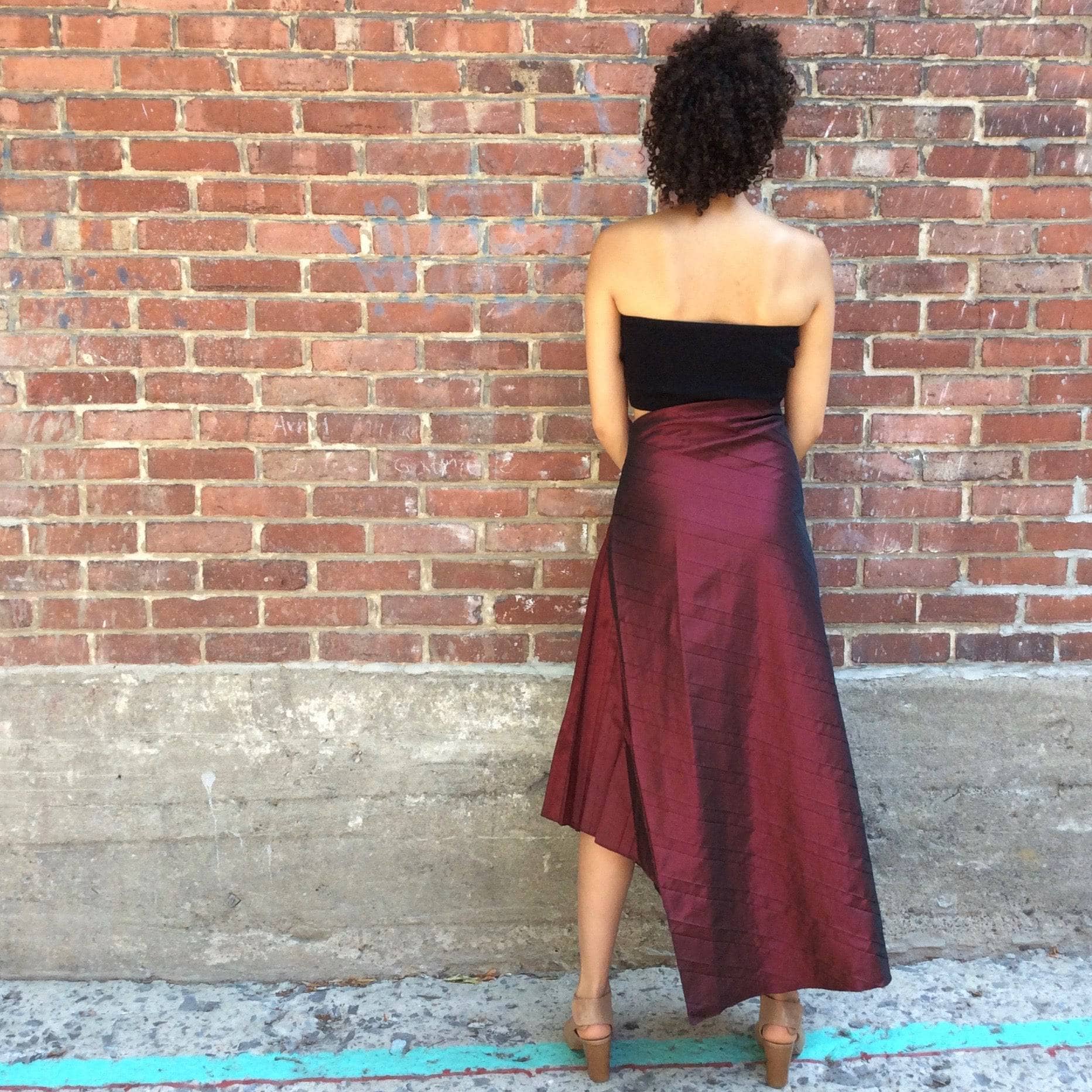 1990s-2000s Marie Saint Pierre Asymmetrical Midi Skirt Small - Image 5