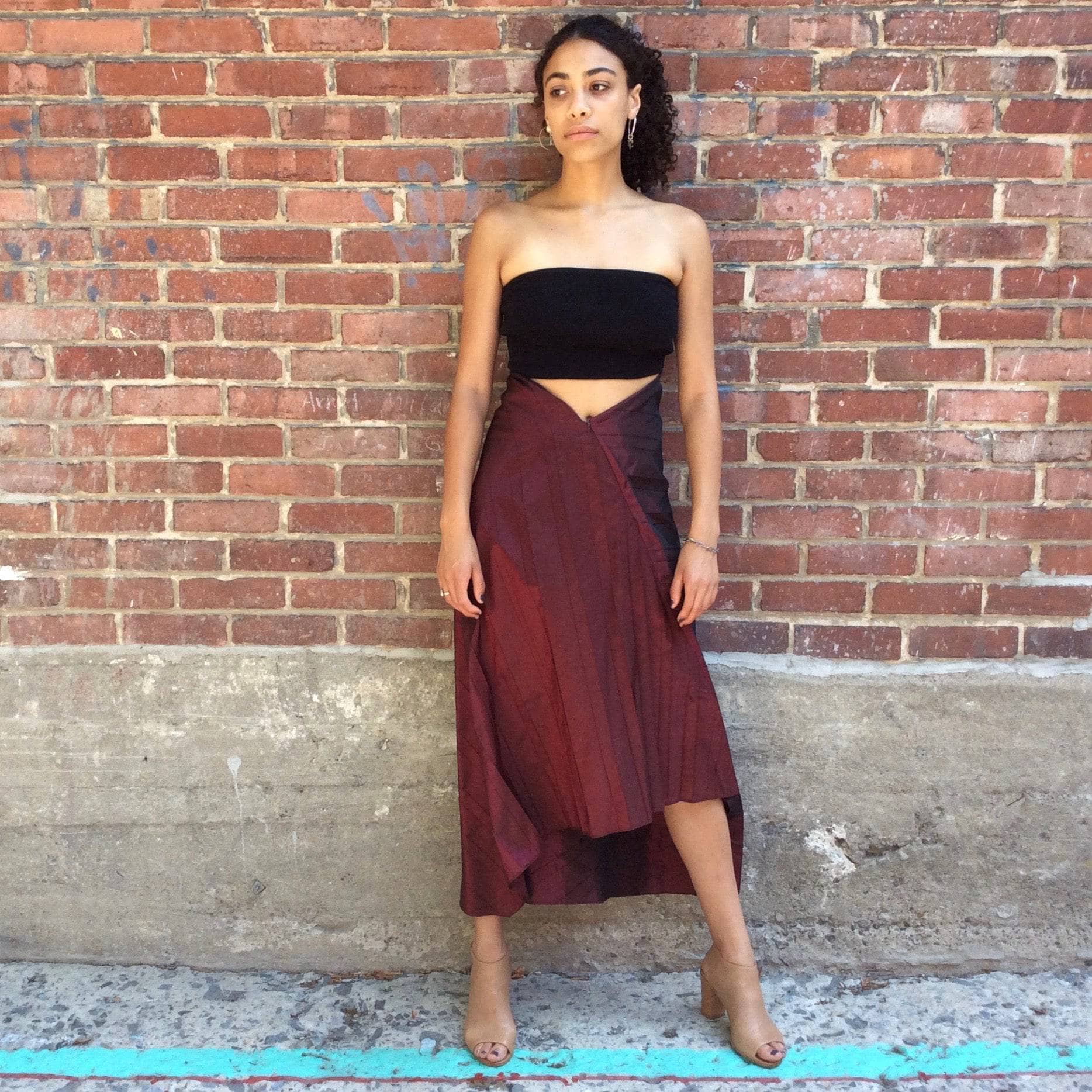 1990s-2000s Marie Saint Pierre Asymmetrical Midi Skirt Small - Image 7