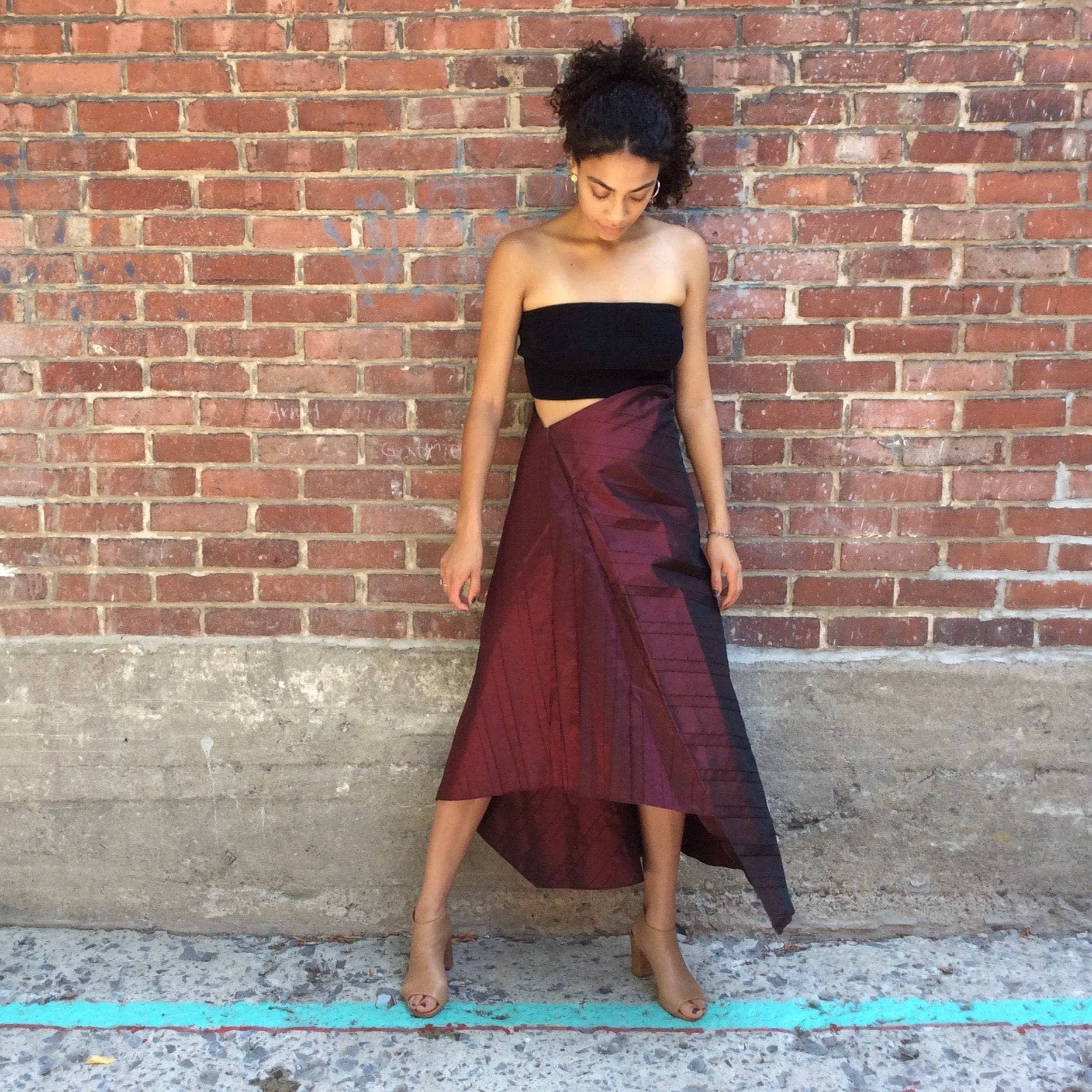 1990s-2000s Marie Saint Pierre Asymmetrical Midi Skirt Small - Image 9