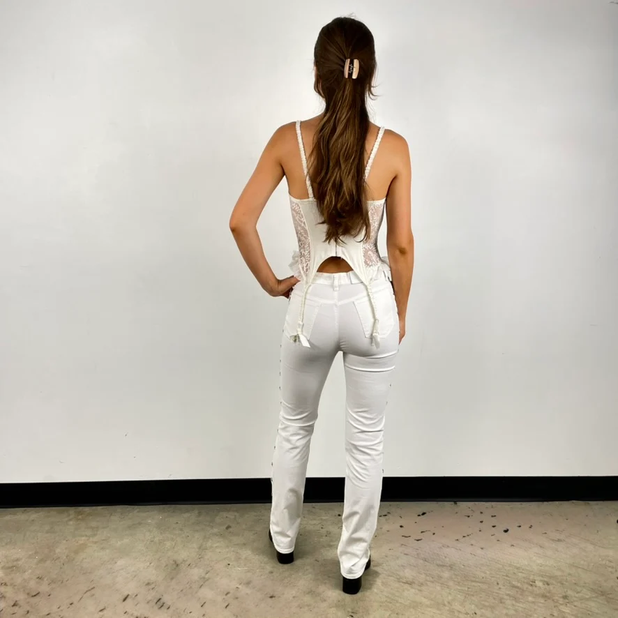 1990s-2000s MOSCHINO Mid Rise Dead Stock White Pants Small - Image 2