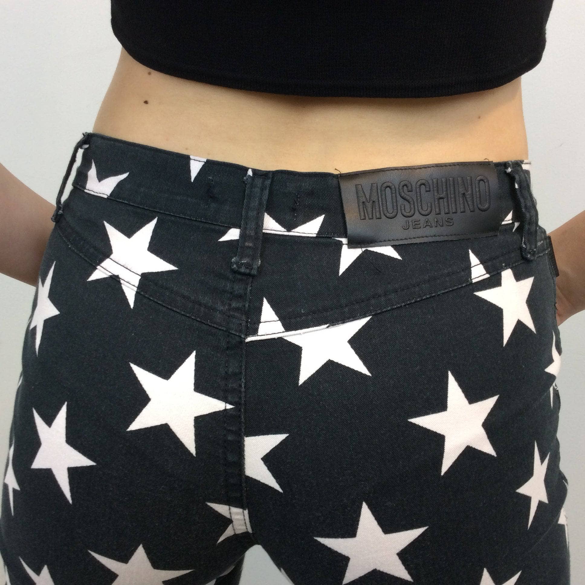 1990s-2000s MOSCHINO Star Print Low Waist Jeans Small - Image 6