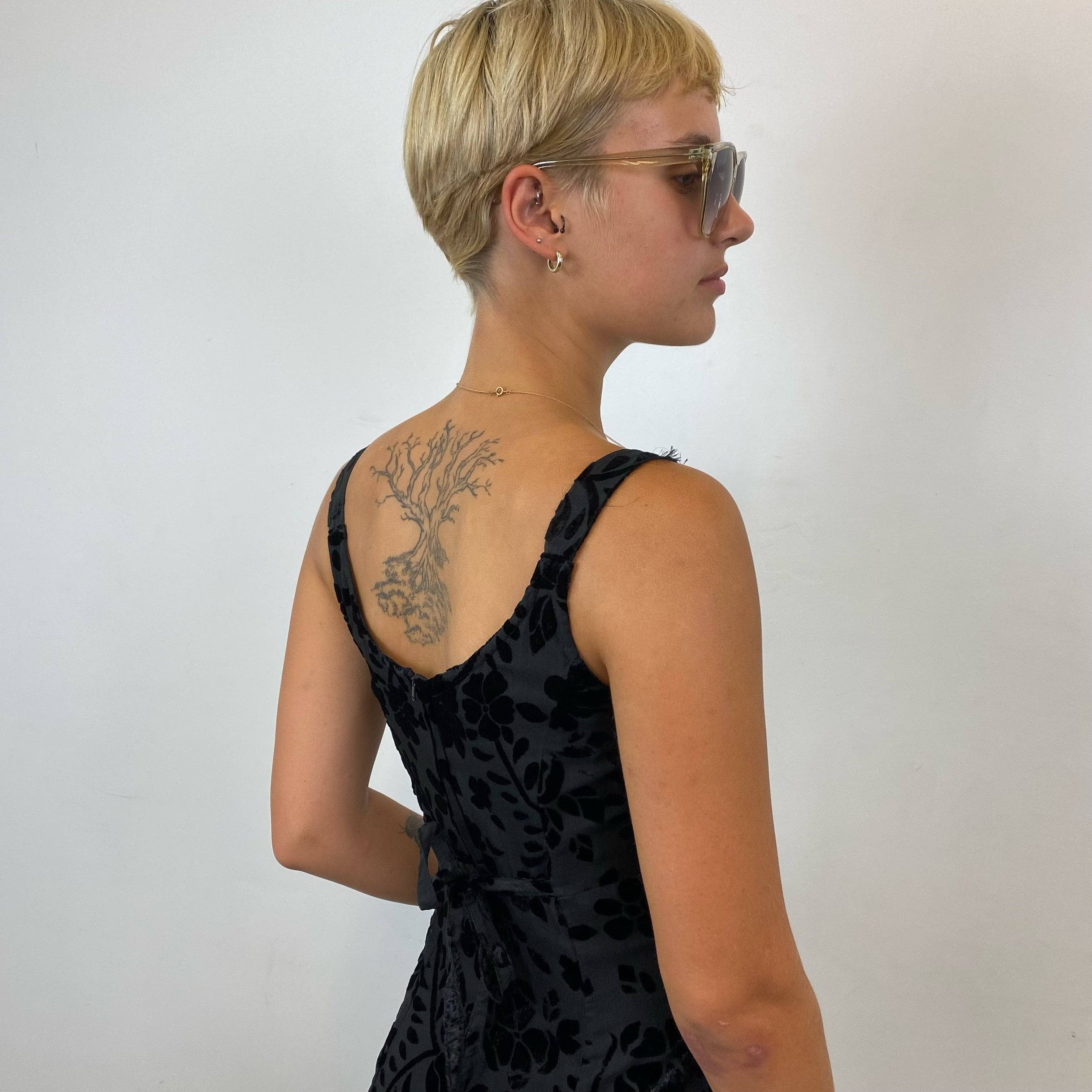 1990s Le Château Black Sleeveless Fit & Flare Maxi Dress S/M - Image 4