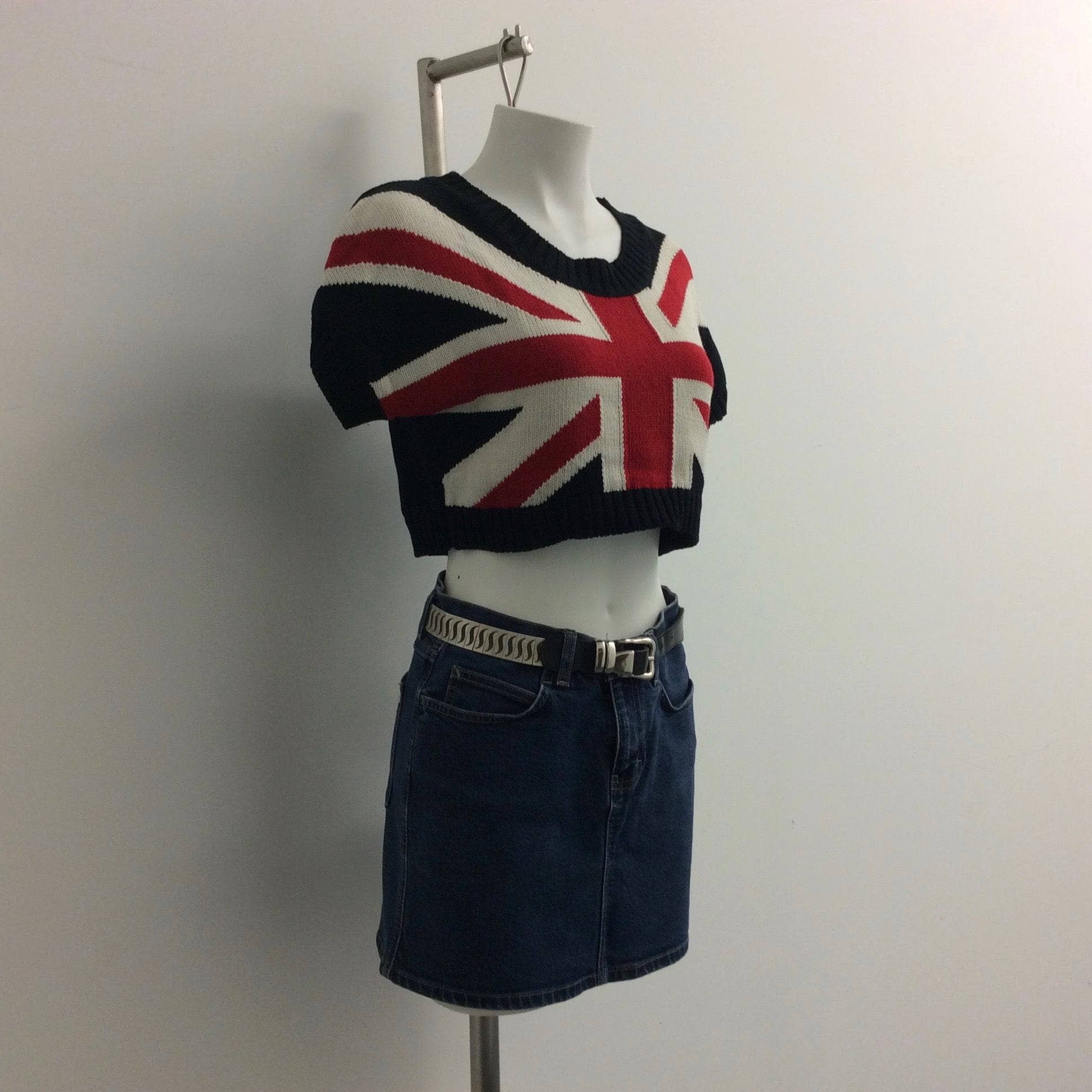 1990s Calvin Klein Medium Rise Denim Mini Skirt Small - Image 4