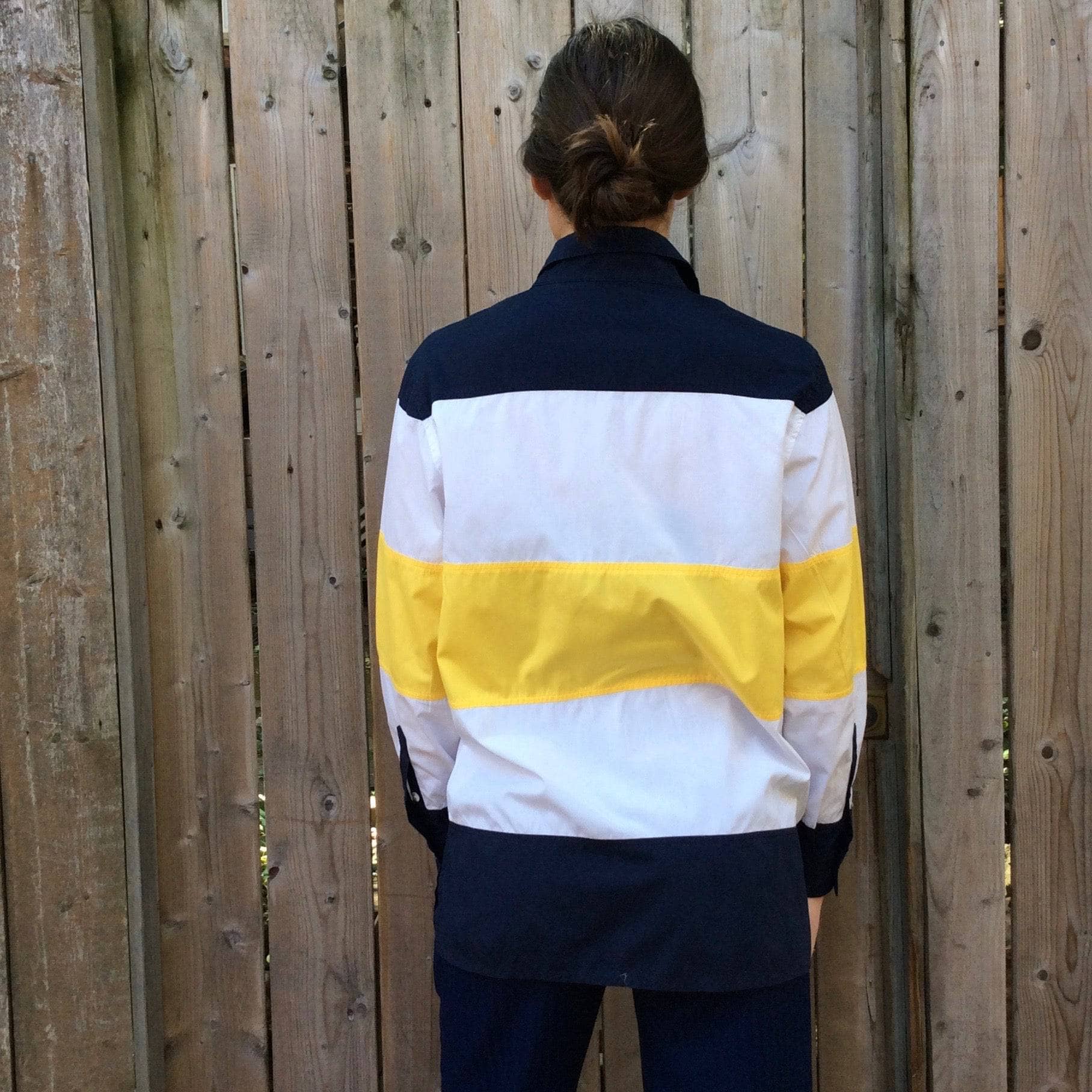 1990s Escada Sport Colour-Block Button-Up Shirt Small - Image 3