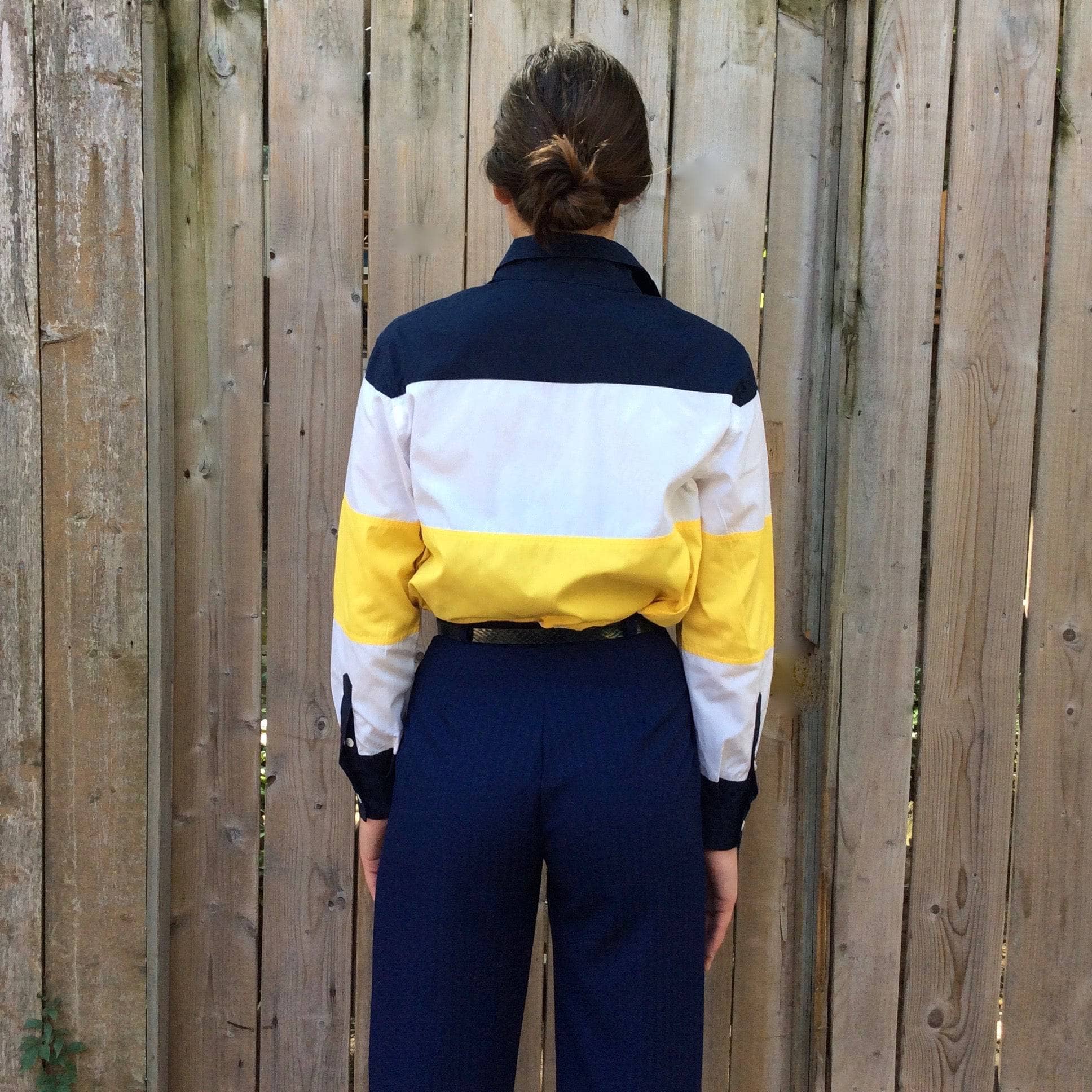1990s Escada Sport Colour-Block Button-Up Shirt Small - Image 5