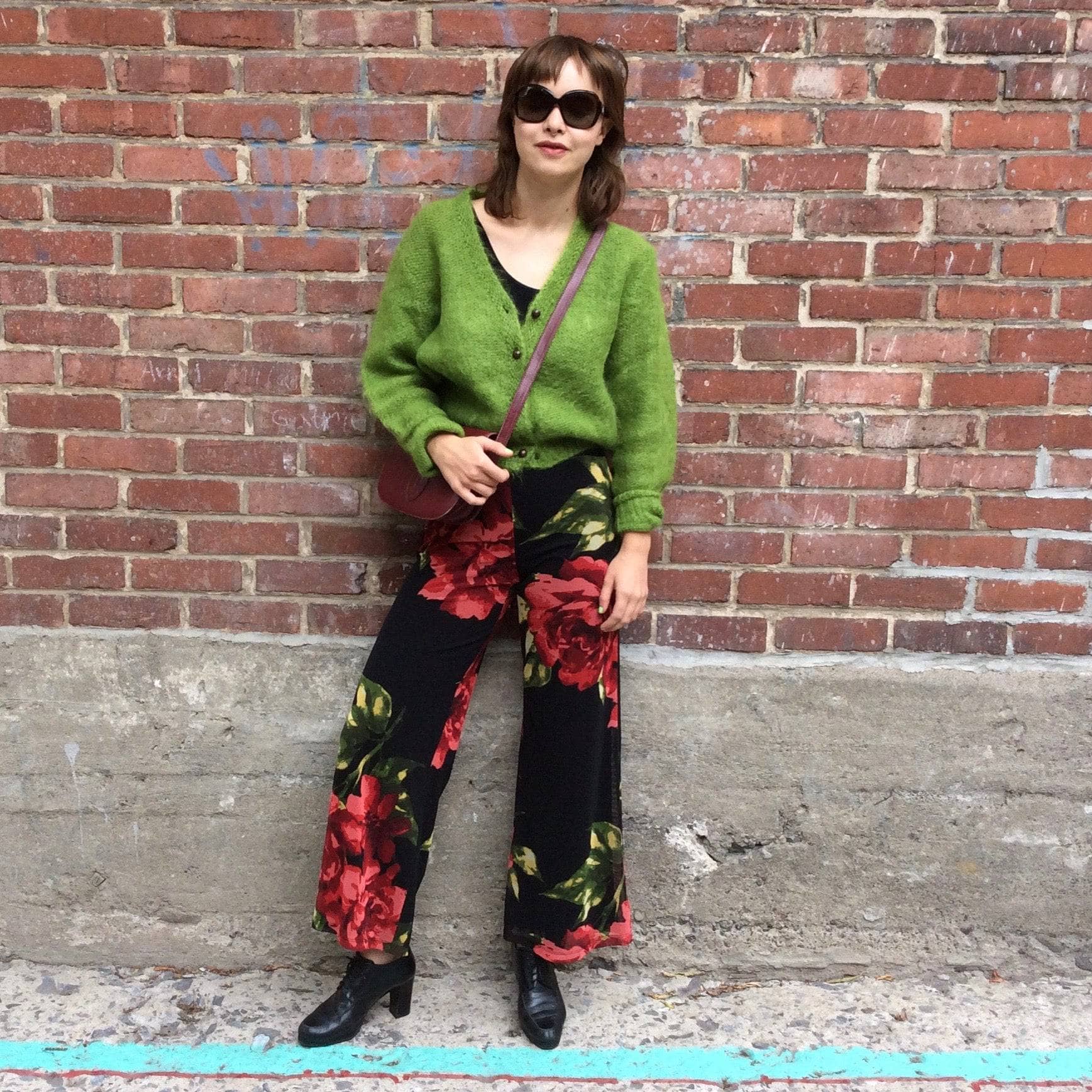 1990s Frank Lyman High Waisted Floral Print Pants Small