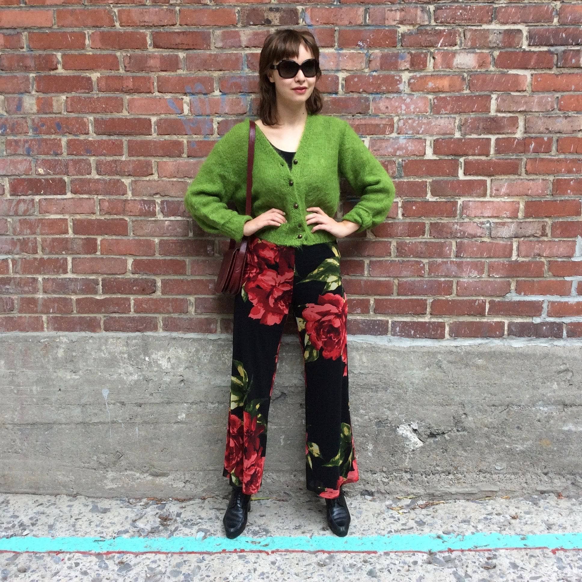1990s Frank Lyman High Waisted Floral Print Pants Small - Image 3