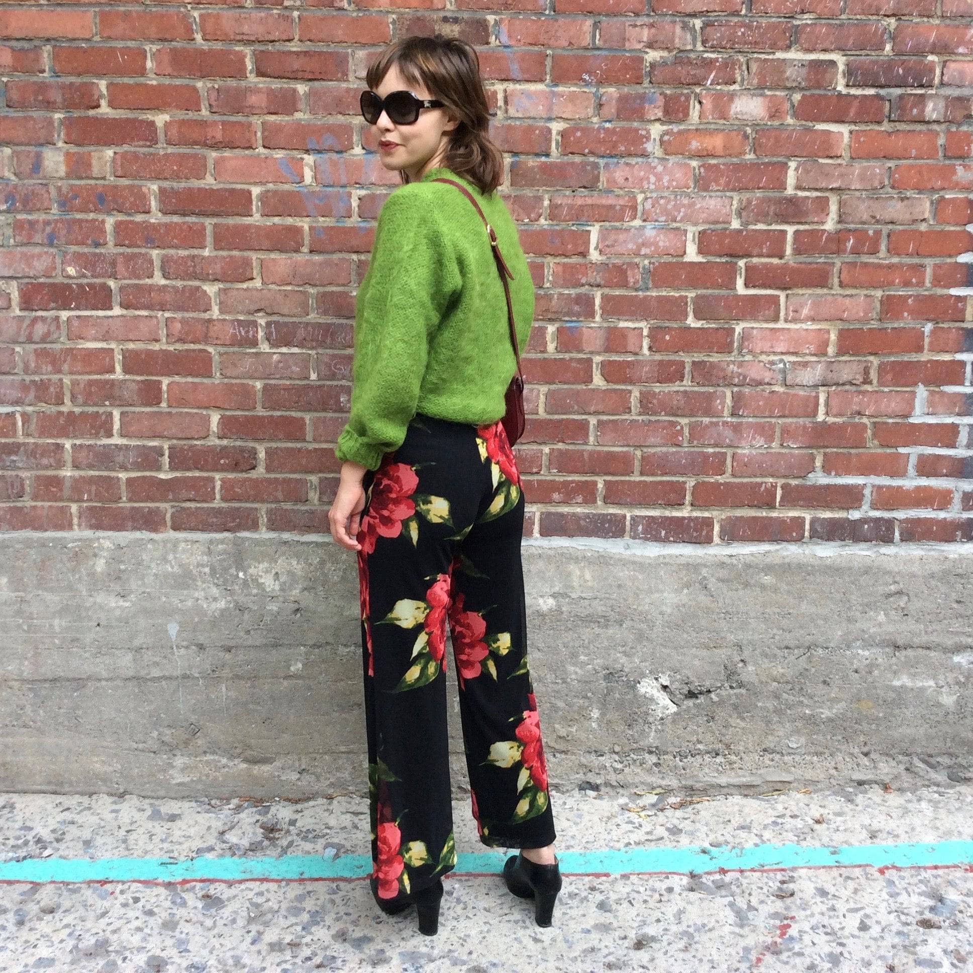 1990s Frank Lyman High Waisted Floral Print Pants Small - Image 4