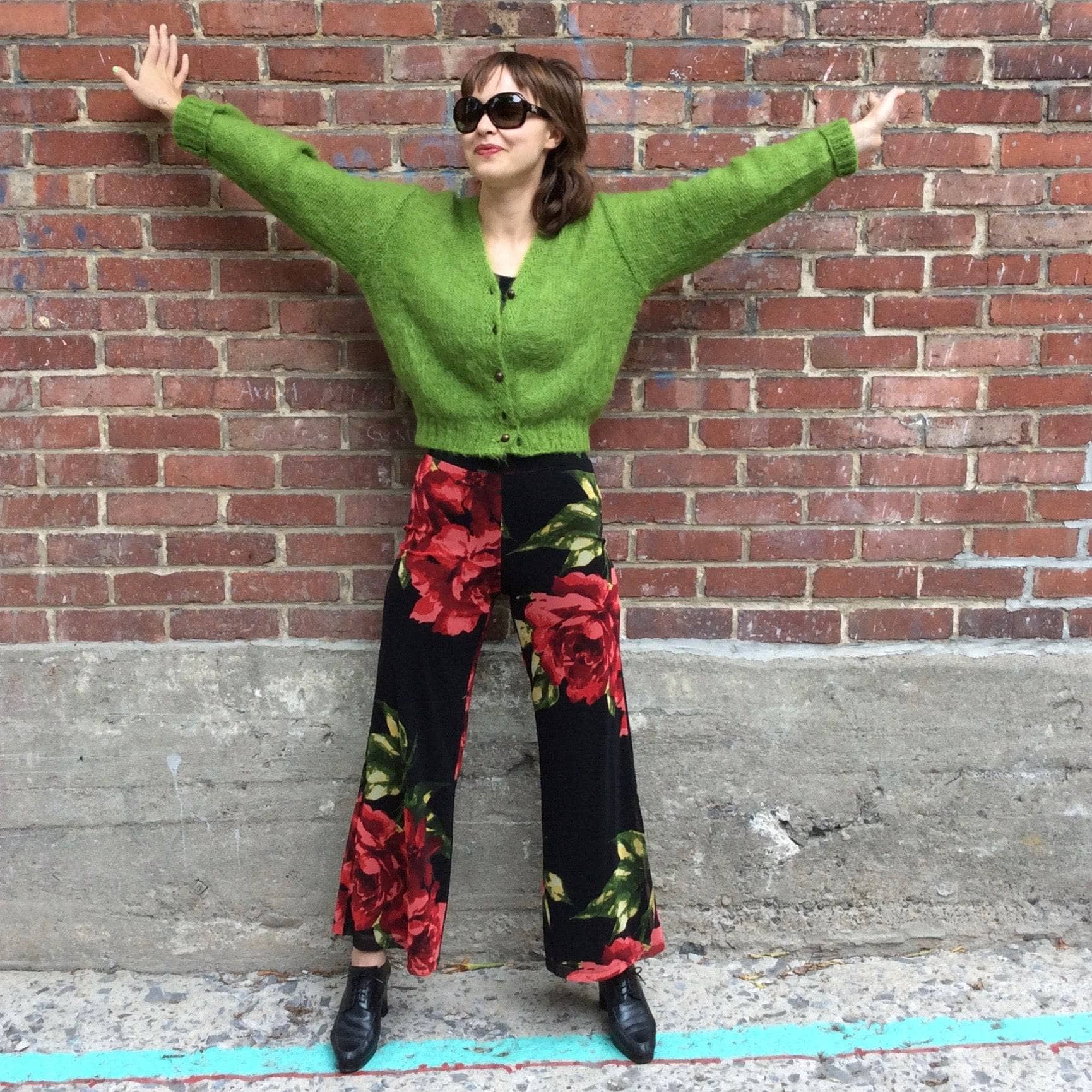 1990s Frank Lyman High Waisted Floral Print Pants Small - Image 5