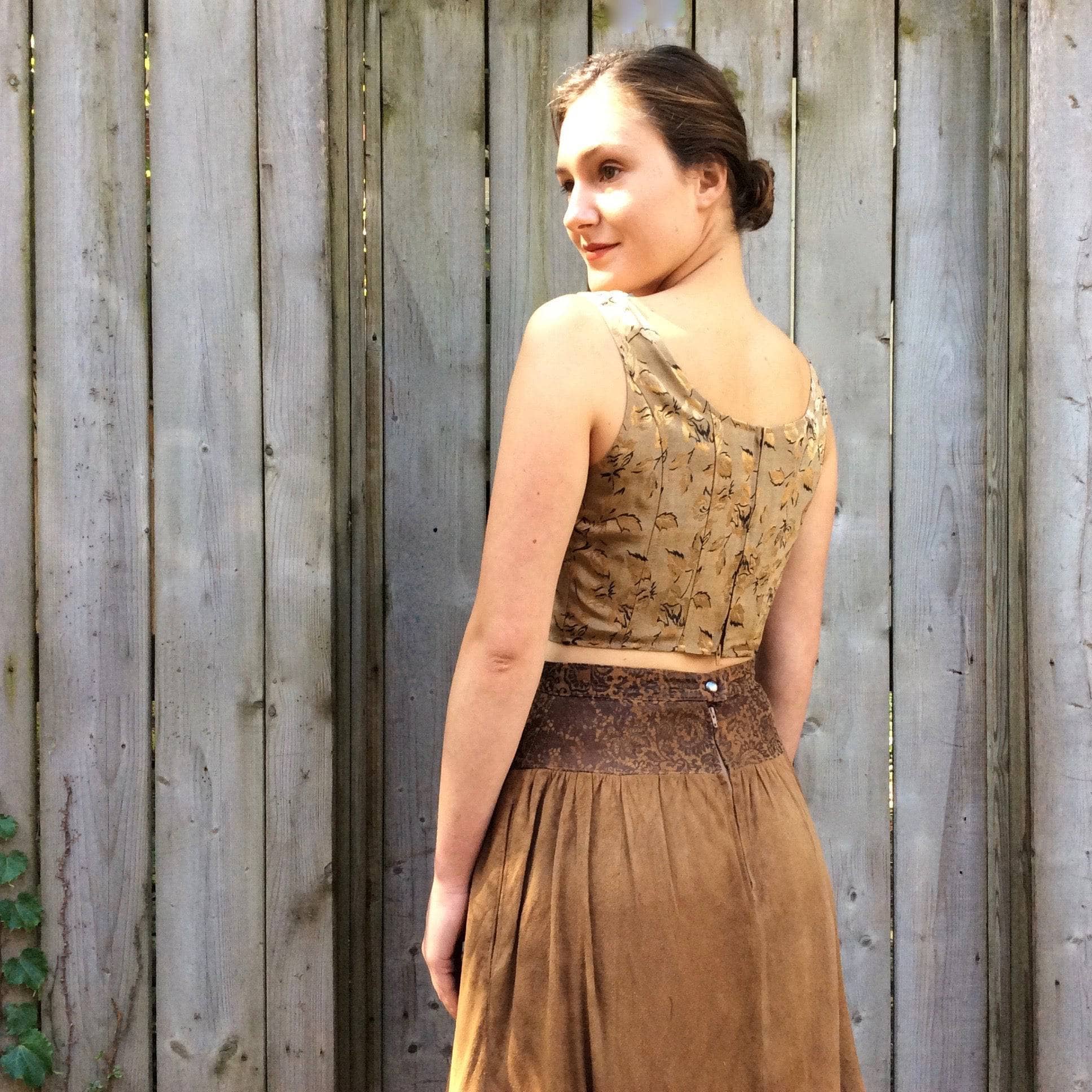 1990s "Sirens" Gold Brocade Laced Crop Top S - Image 4