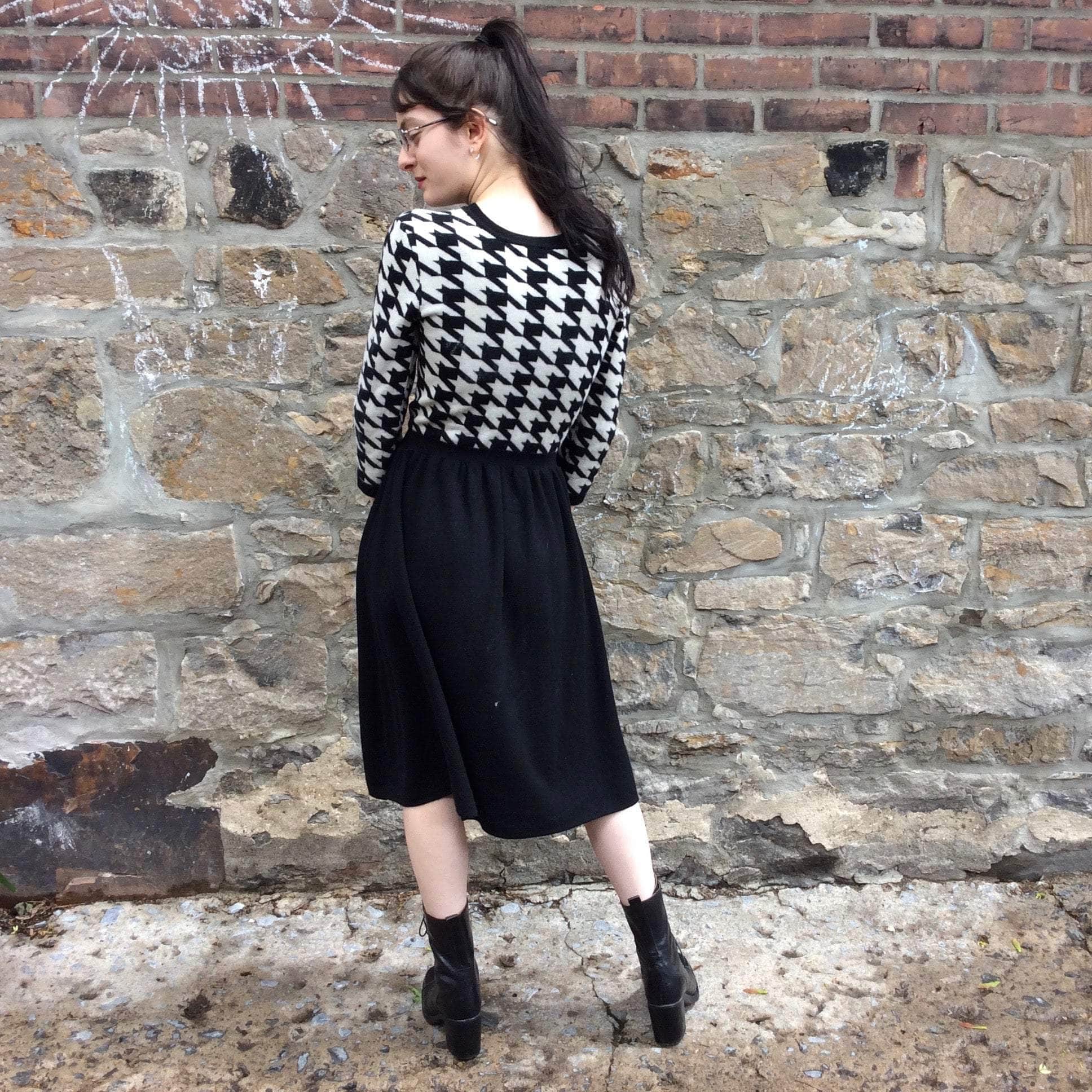 1990s Ports International Herringbone Wool Dress Small - Image 4