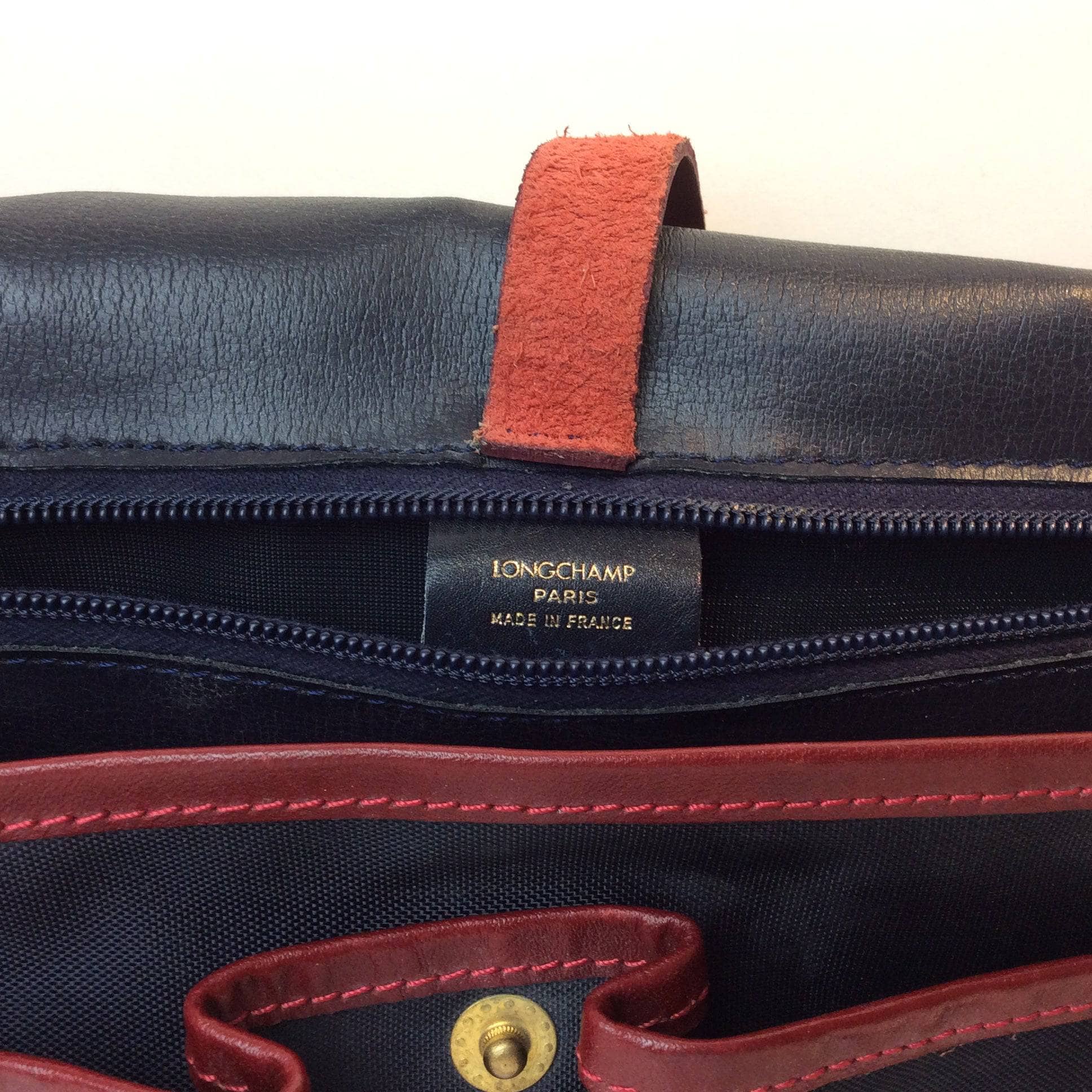 1990s Longchamp PARIS Medium Size Navy Shoulder Bag - Image 3