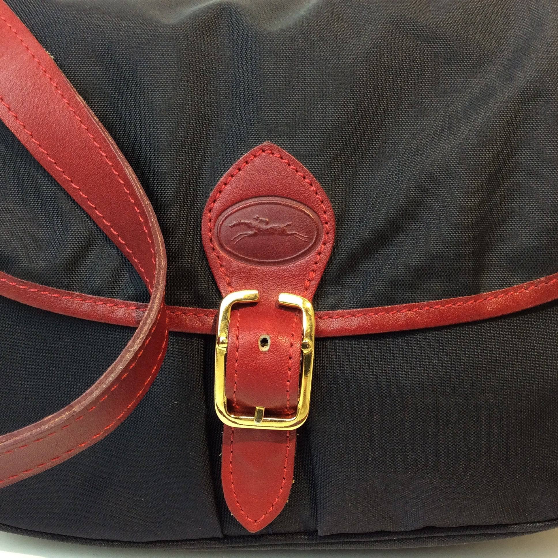 1990s Longchamp PARIS Medium Size Navy Shoulder Bag - Image 6