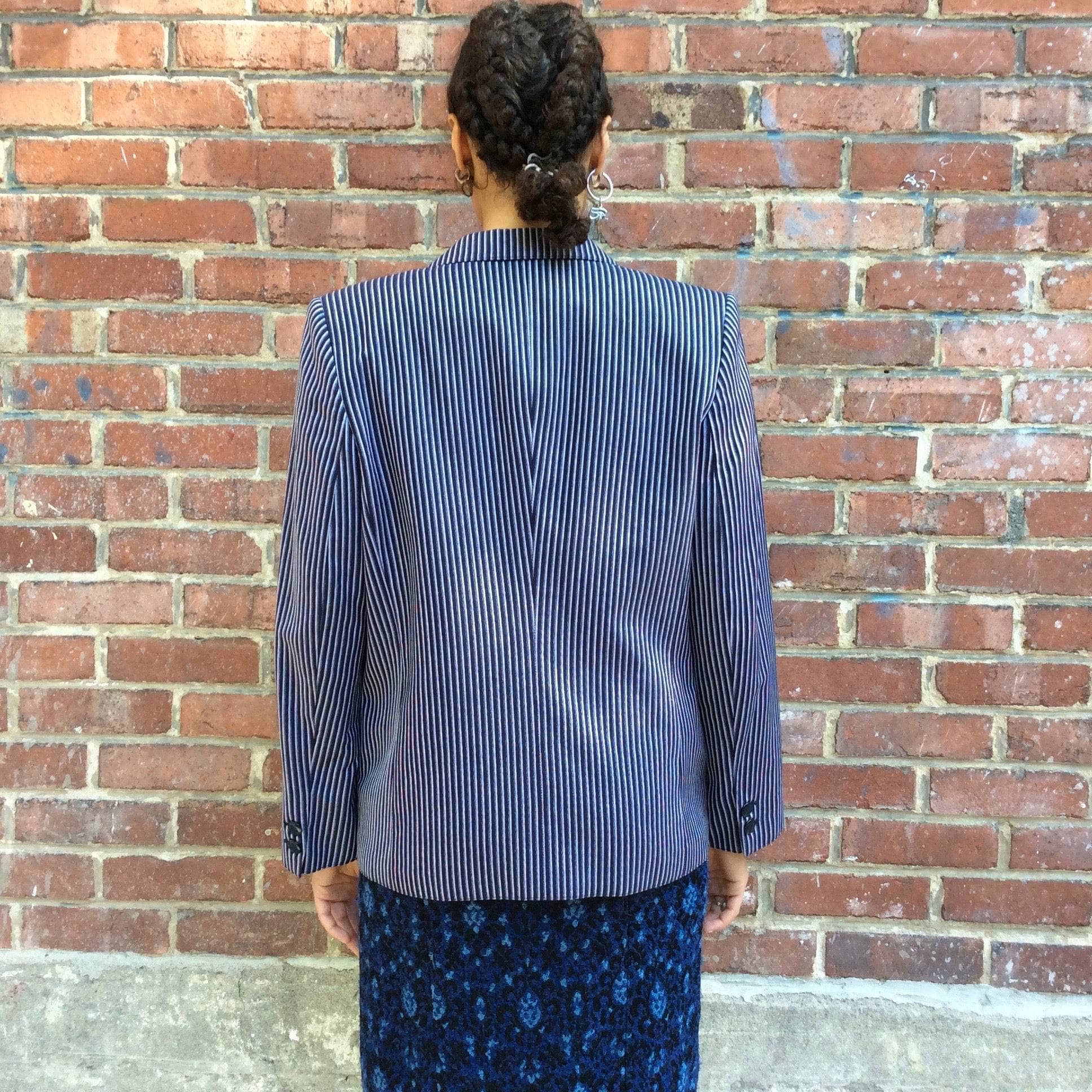 1990s Louis Féraud Stripped Cotton Blazer Small/Medium - Image 5