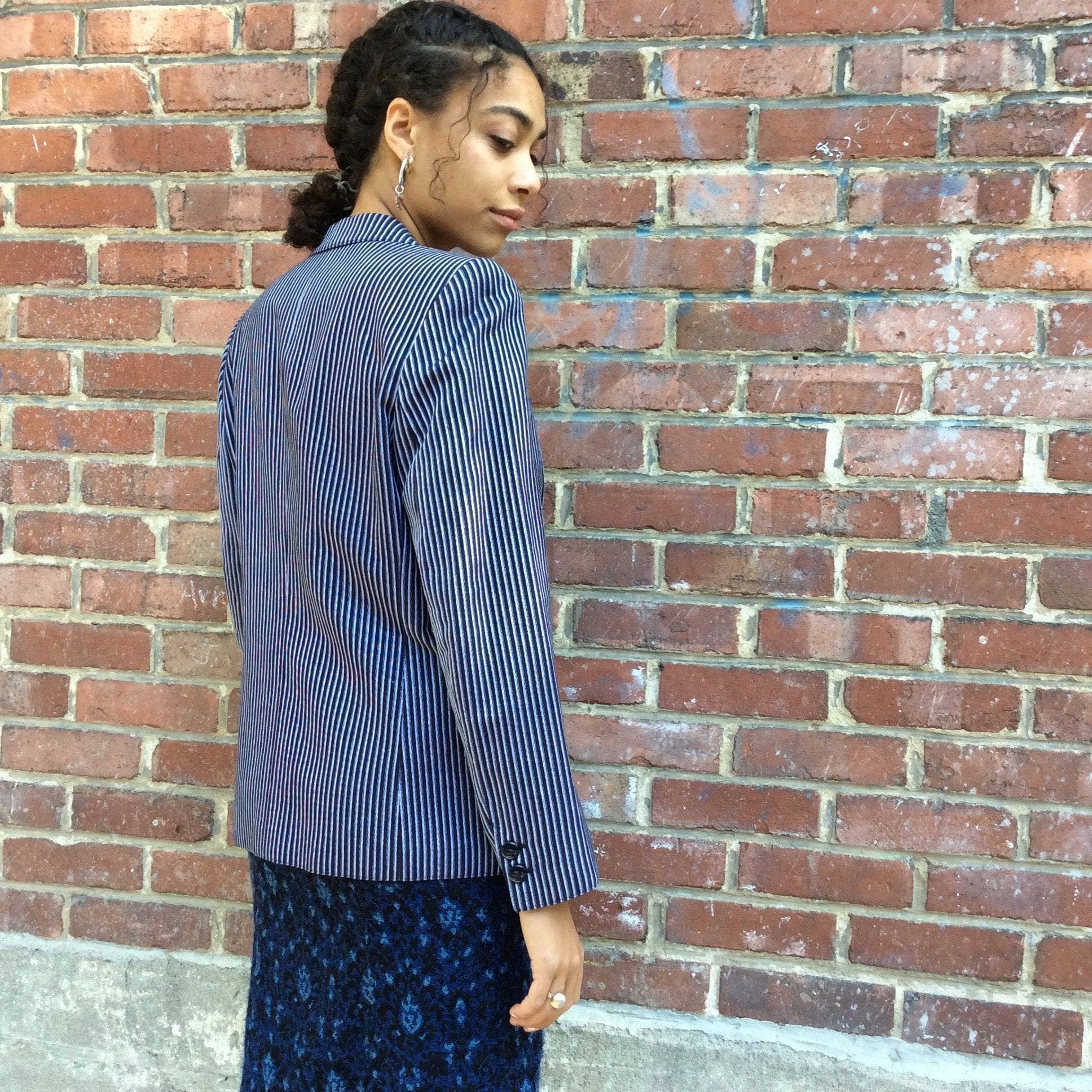 1990s Louis Féraud Stripped Cotton Blazer Small/Medium - Image 6