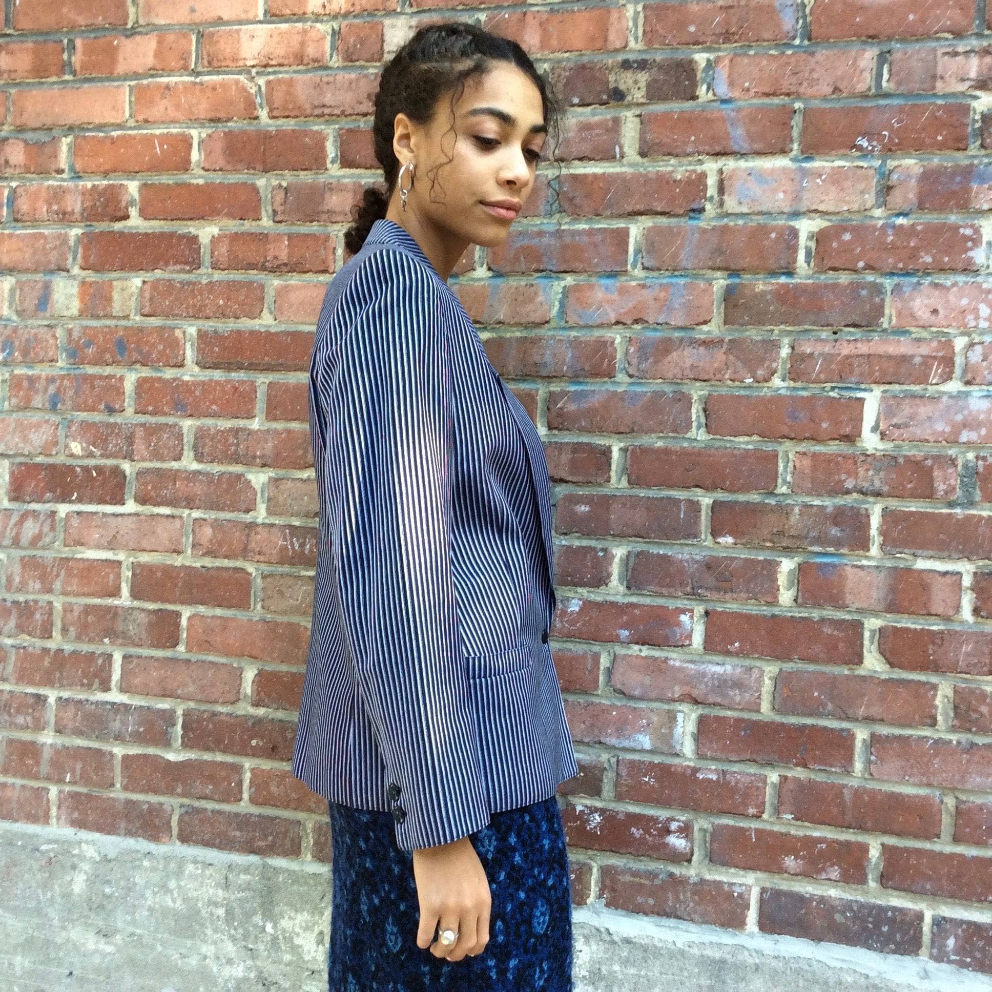 1990s Louis Féraud Stripped Cotton Blazer Small/Medium - Image 7