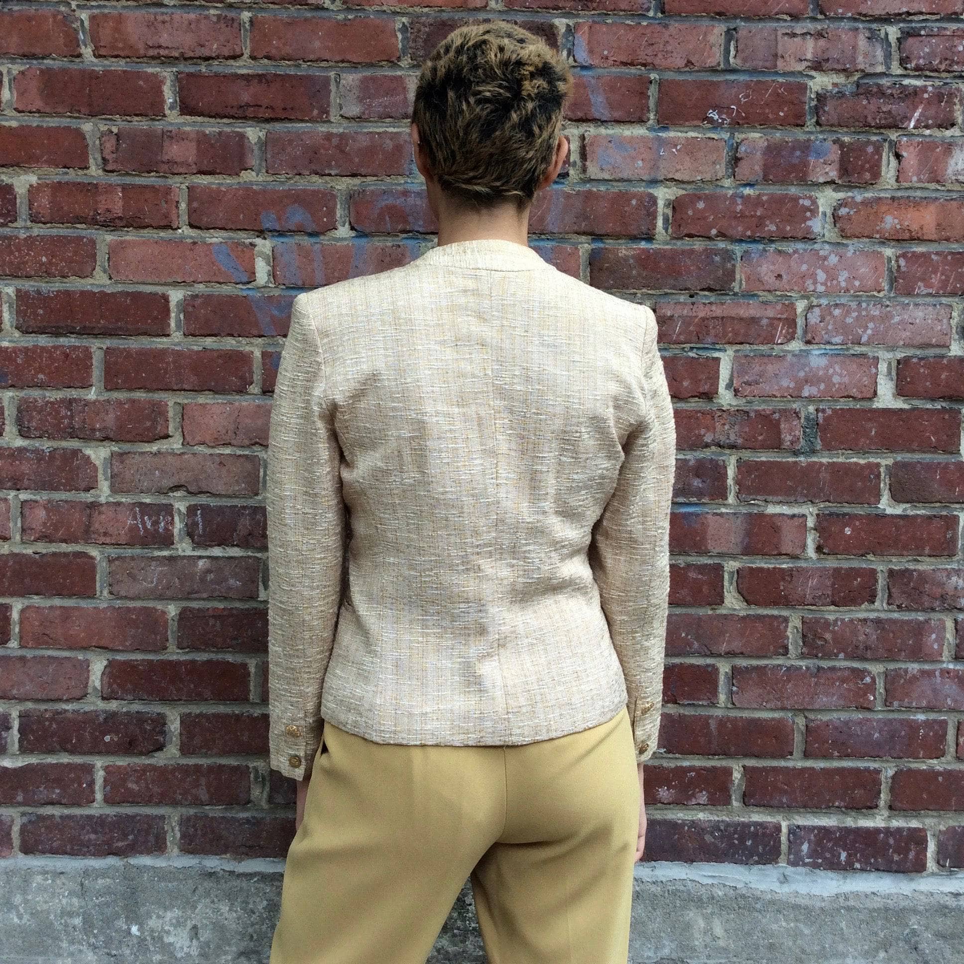 1990s Pierre Cardin Gold Colour Fitted Blazer S - Image 5