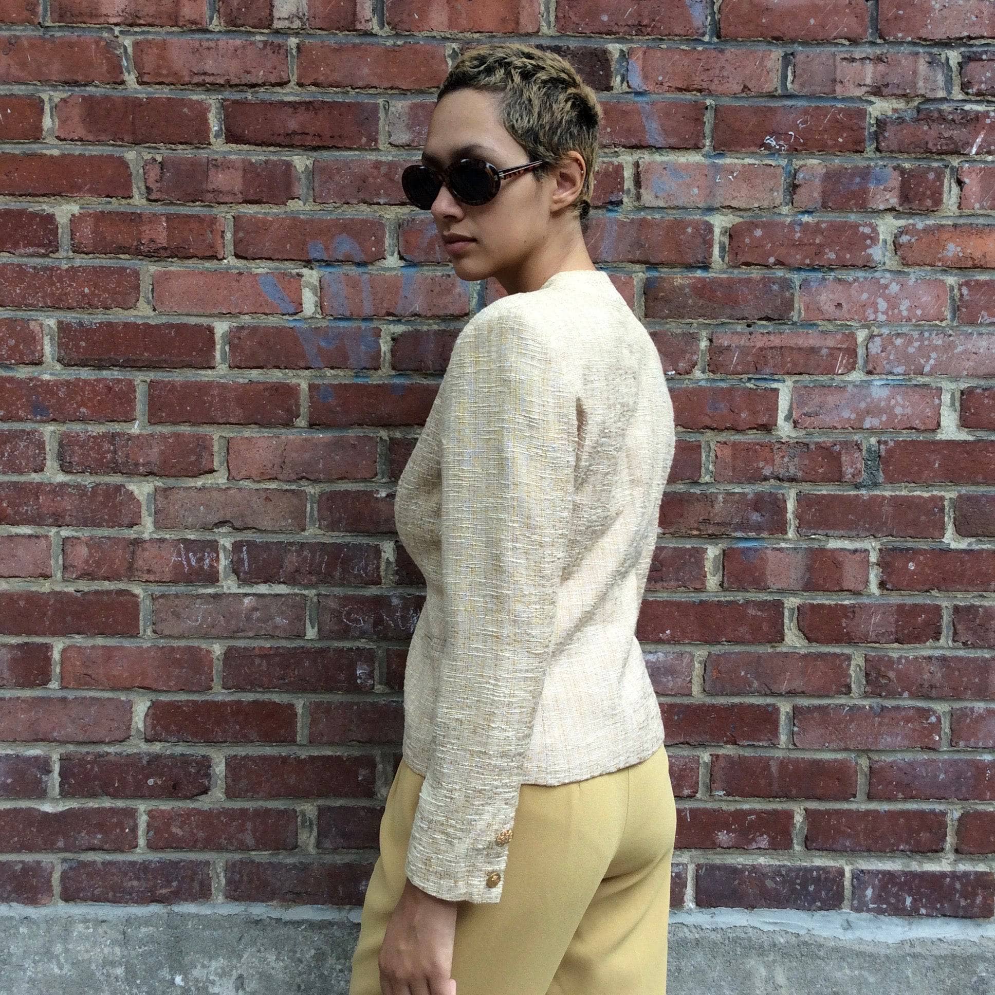 1990s Pierre Cardin Gold Colour Fitted Blazer S - Image 6