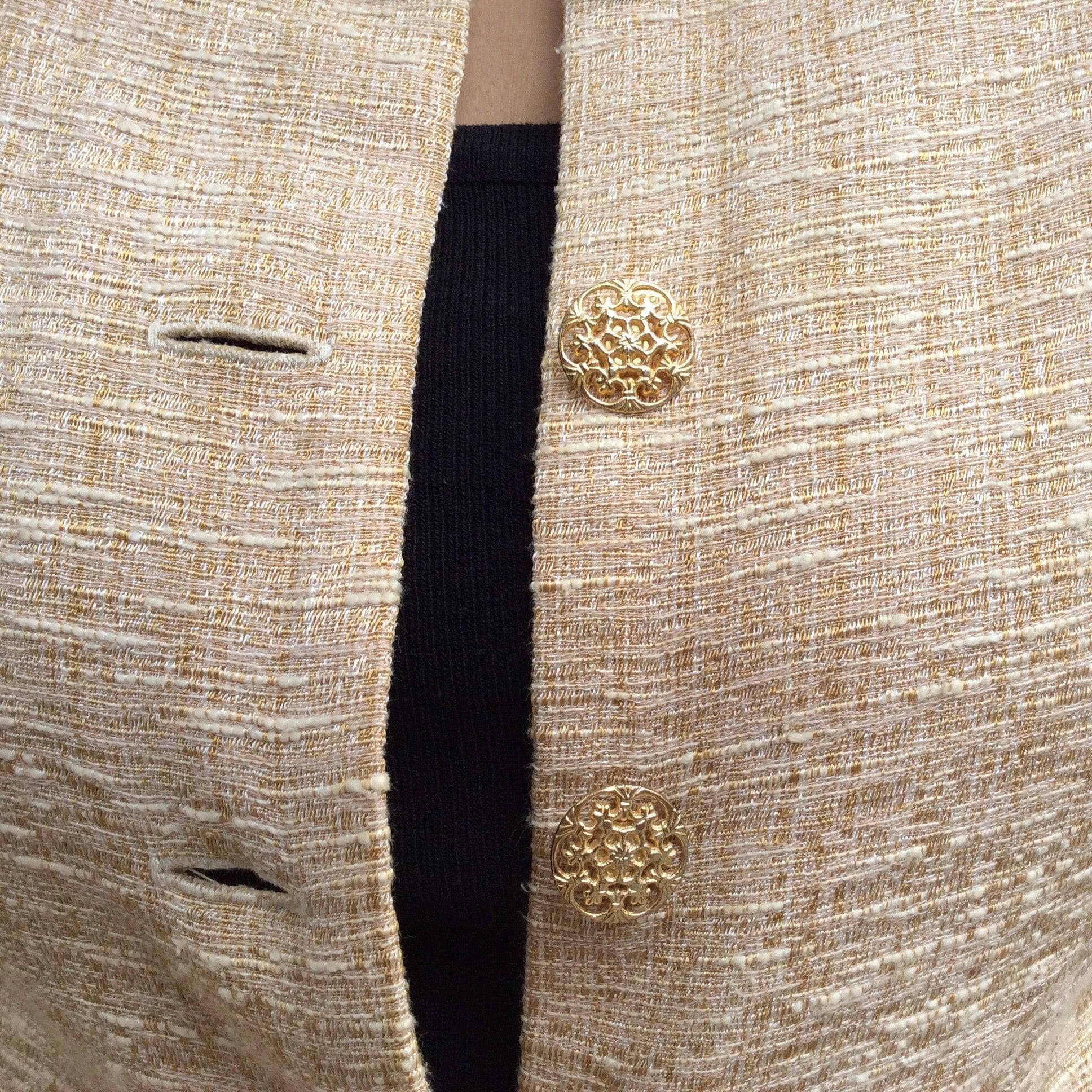 1990s Pierre Cardin Gold Colour Fitted Blazer S - Image 8