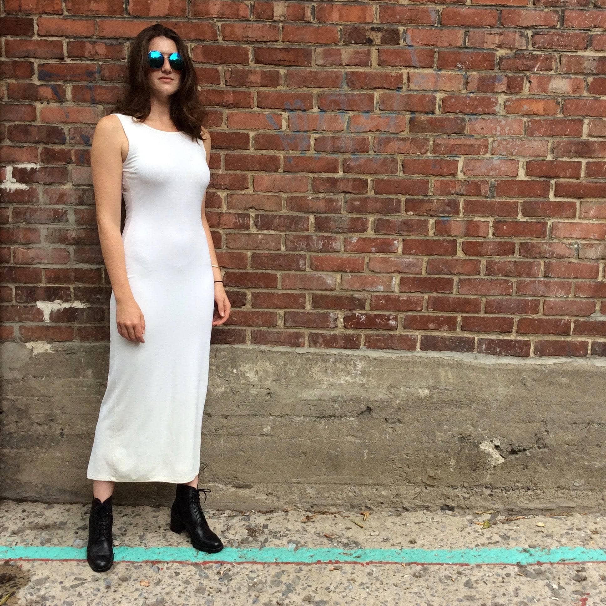 1990s Sleeveless Fitted White Maxi Dress Small/Medium - Image 4