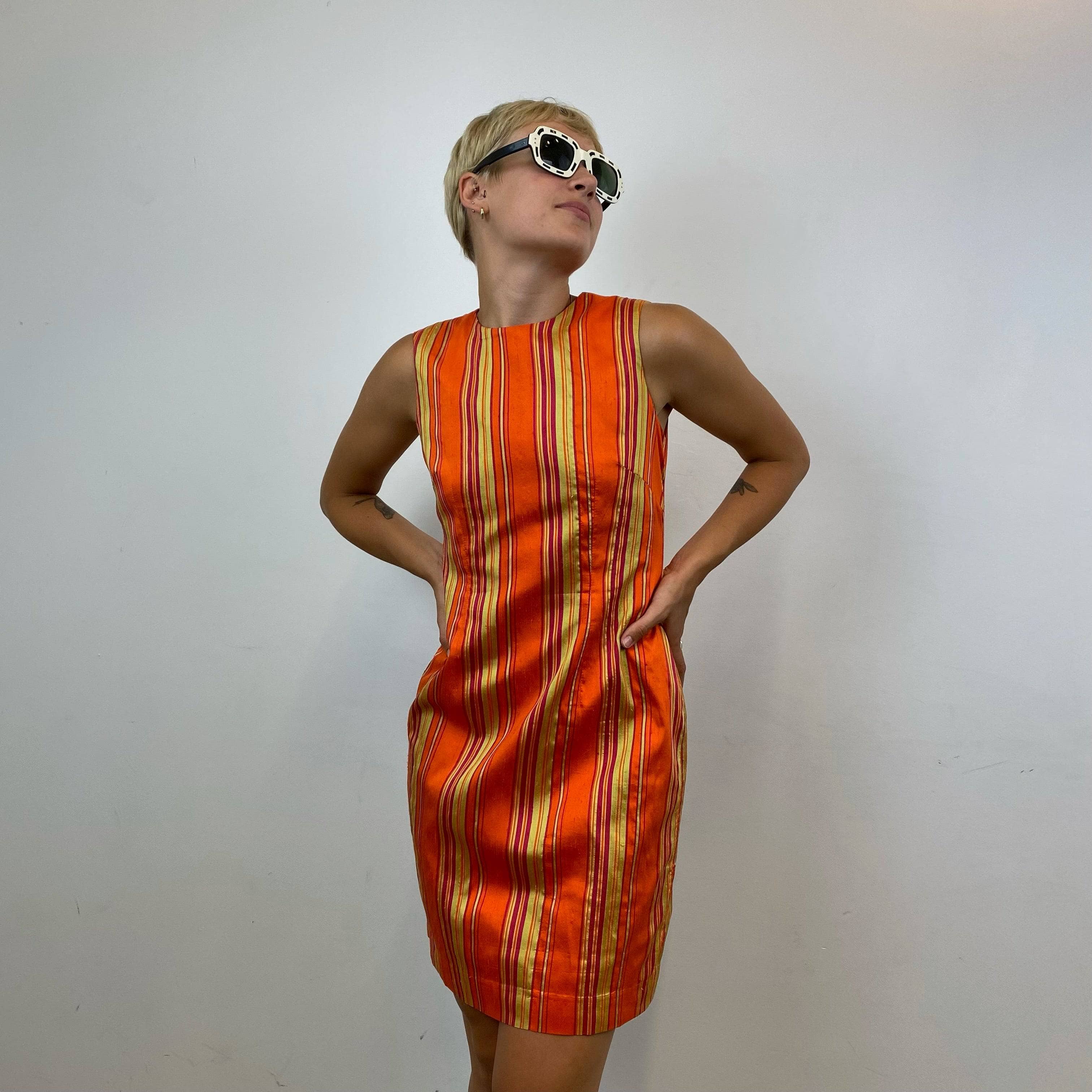 1990s Sleeveless Silk Sheath Dress Small
