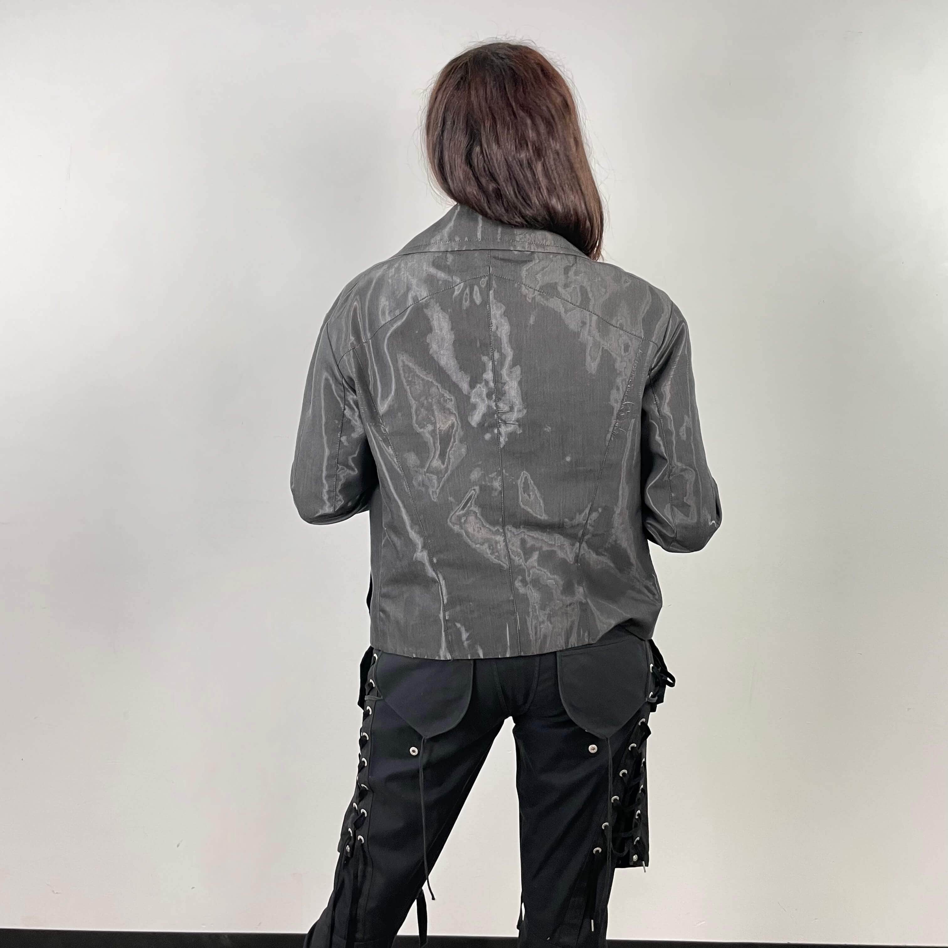 1990s Thierry Mugler Silver Unisex Biker Style Jacket Medium - Image 3