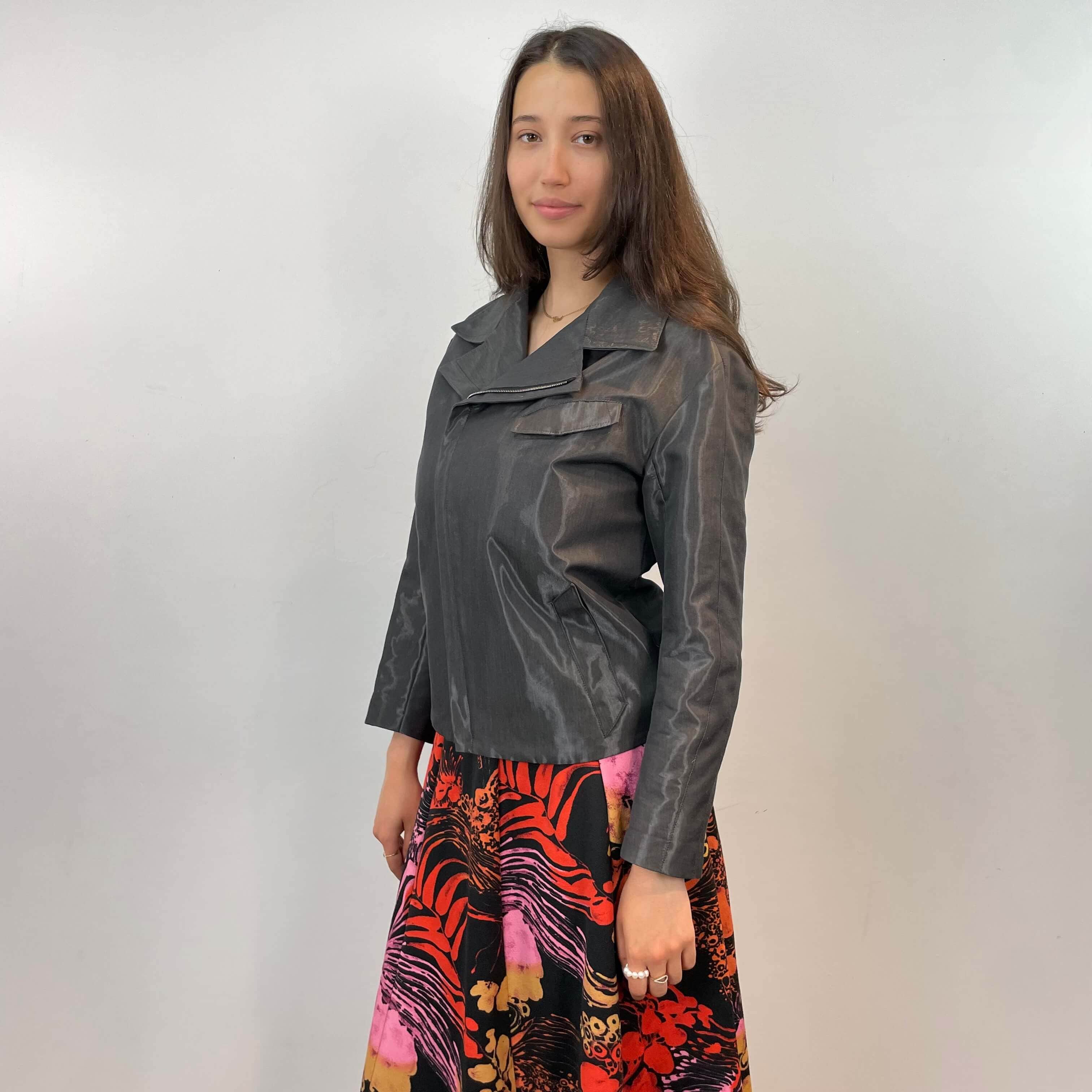 1990s Thierry Mugler Silver Unisex Biker Style Jacket Medium - Image 5