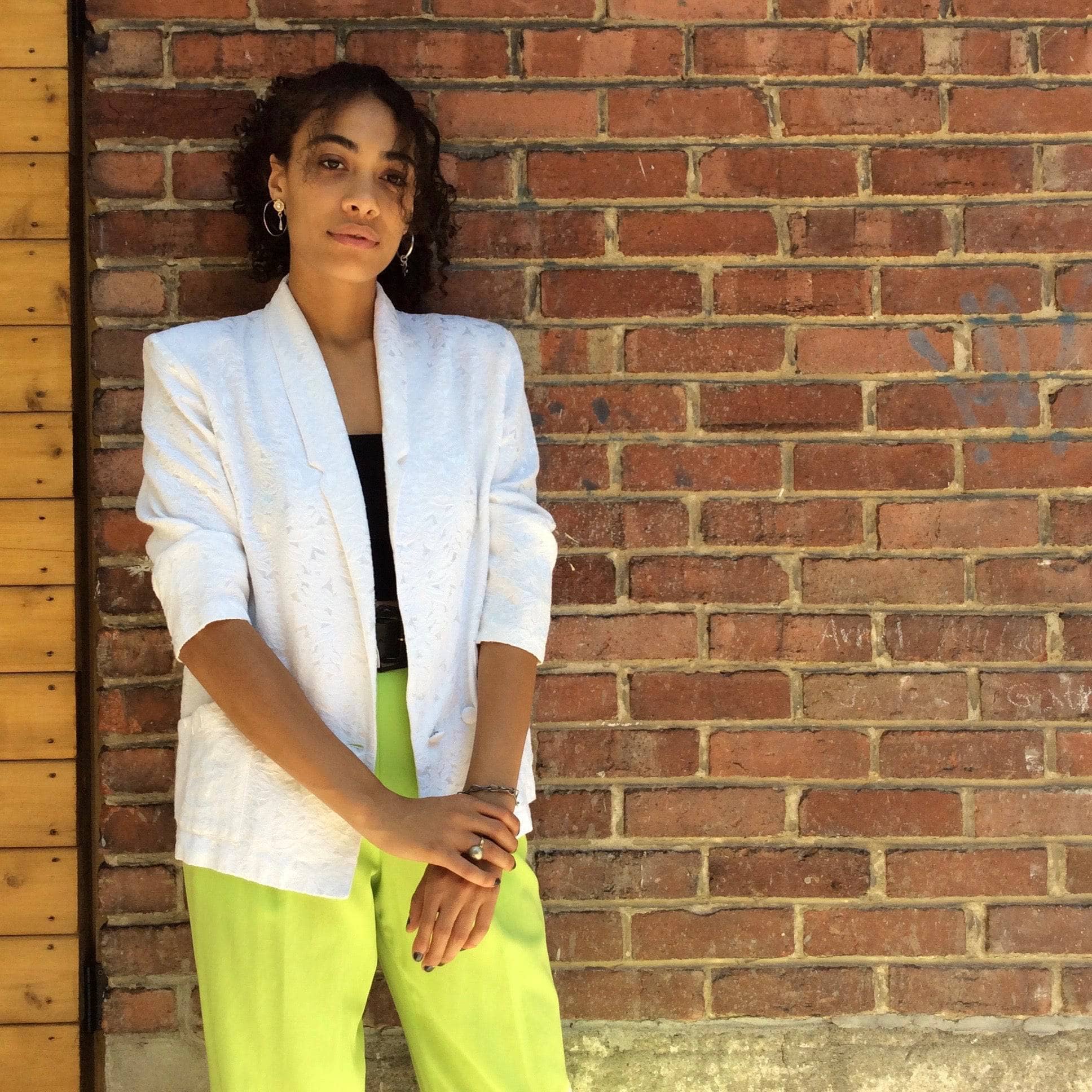 1990s White Double Breasted Blazer Small - Image 3