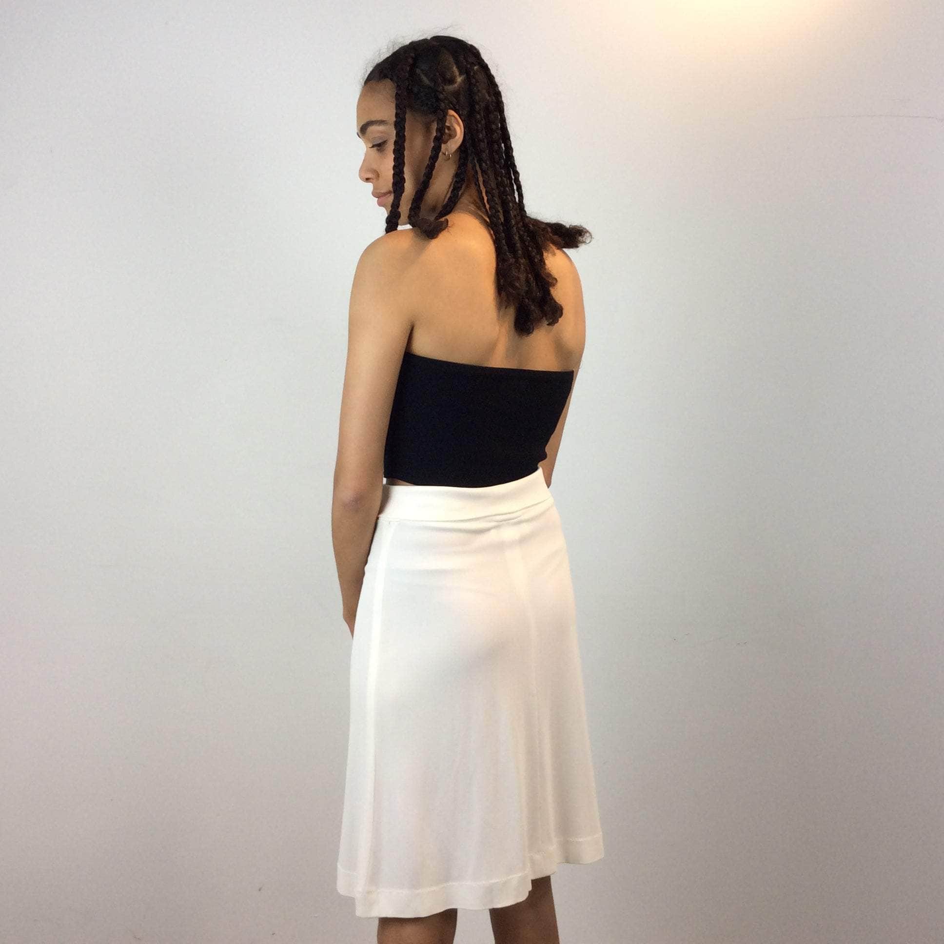 2000s Designer Marie Saint Pierre White Jersey Skirt Small/Medium - Image 3