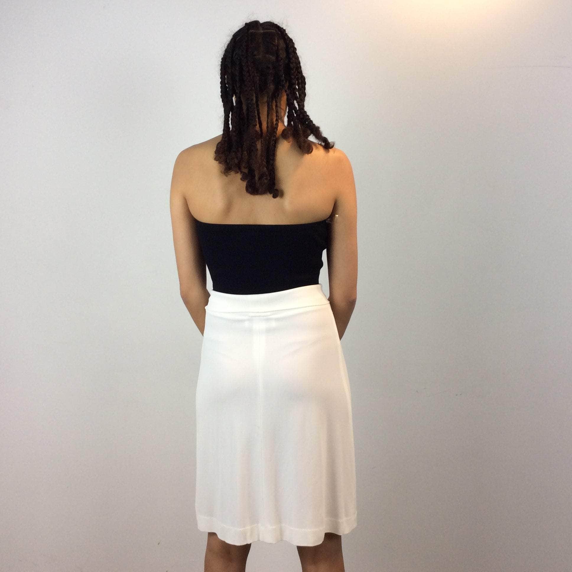 2000s Designer Marie Saint Pierre White Jersey Skirt Small/Medium - Image 4