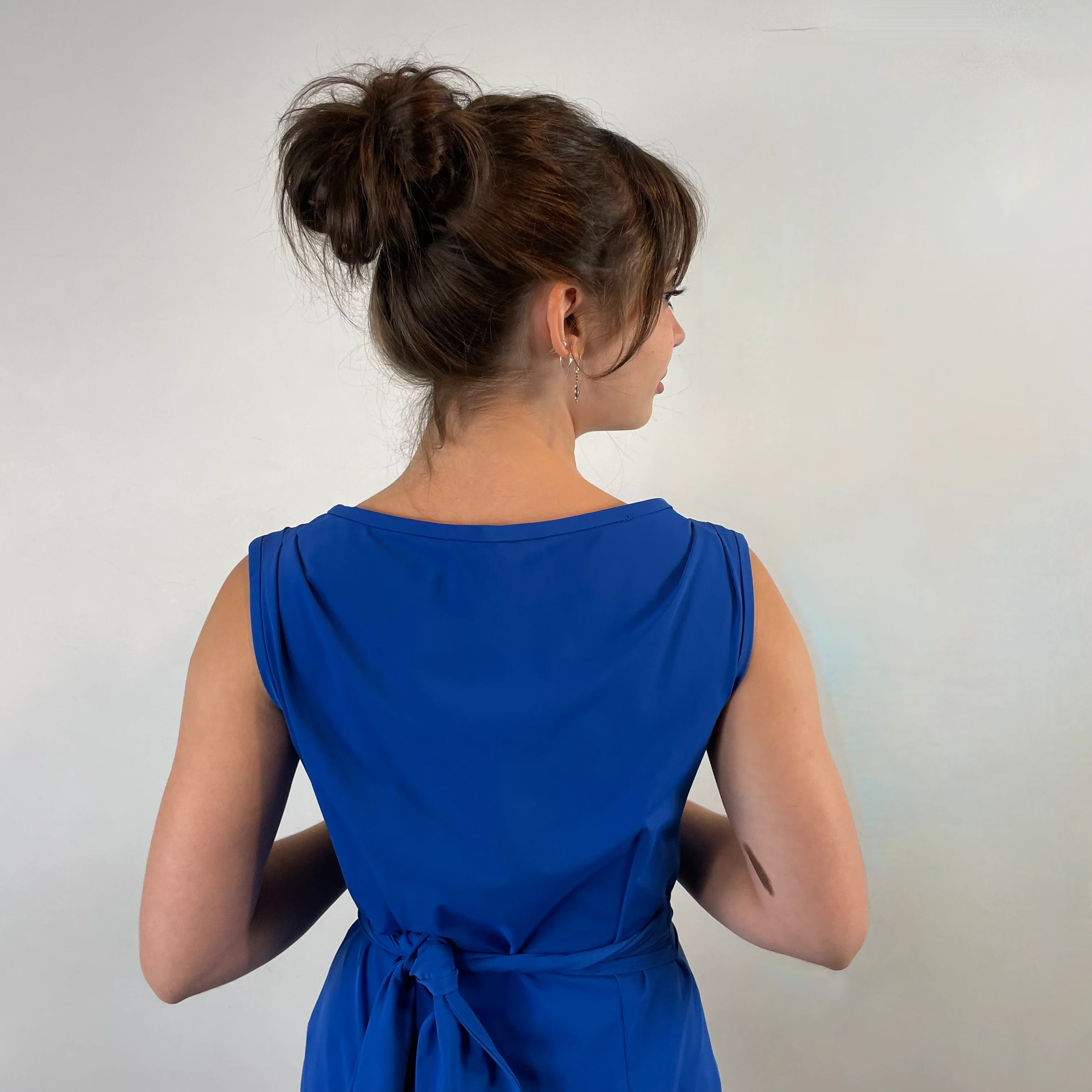 2000s Diane Von Furstenberg Royal Blue Draped Dress S/M - Image 5