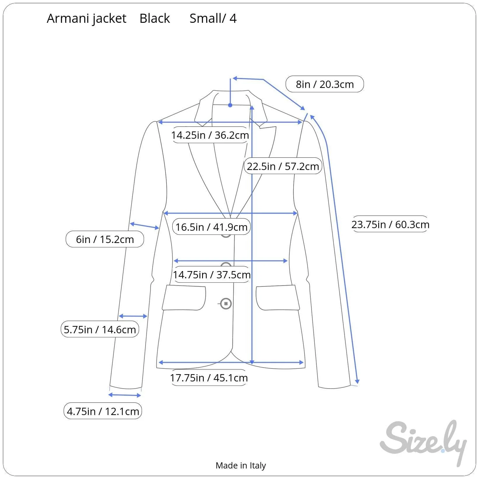 2000s Emporio Armani Black Zip-Up Blazer S - Image 4
