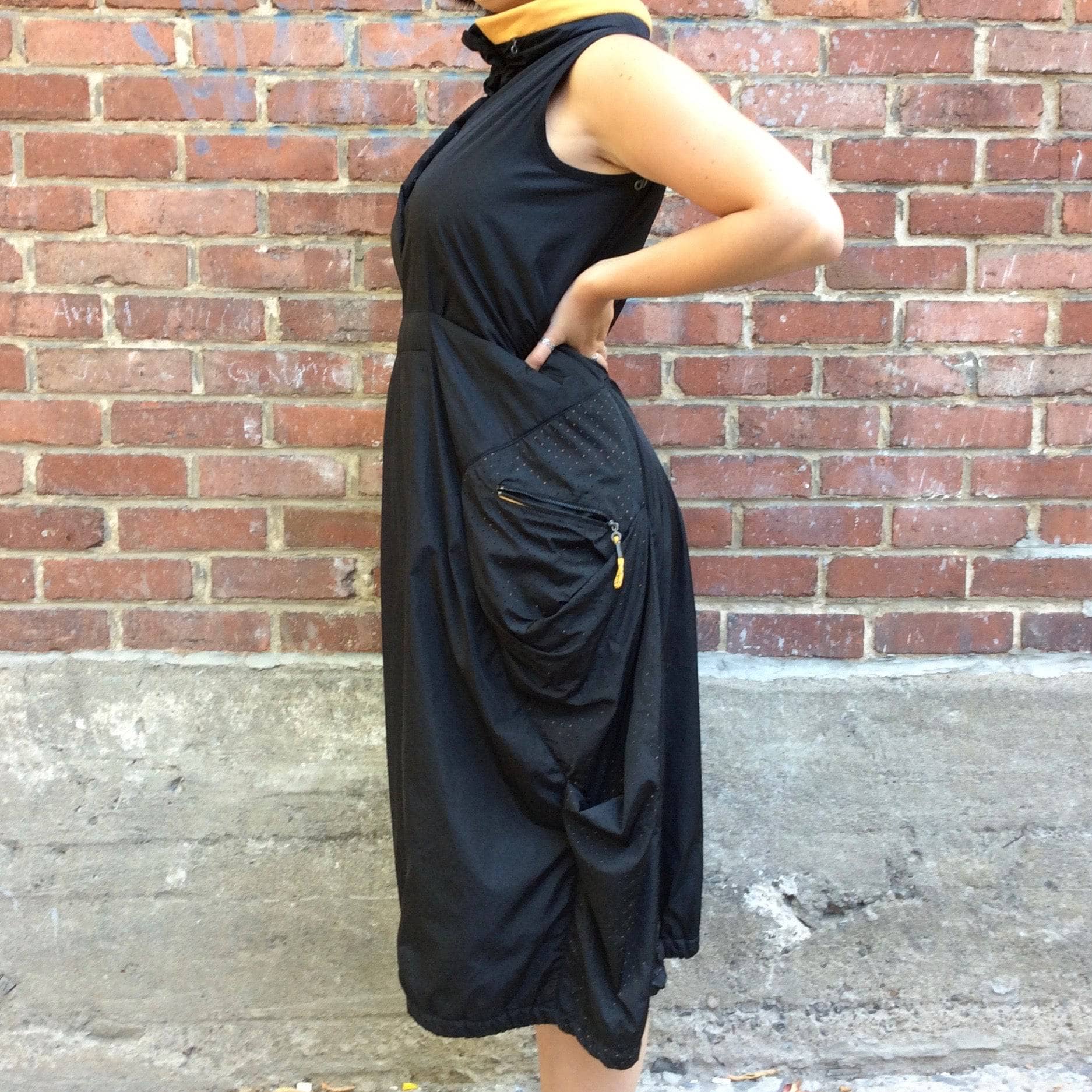 2000s Marithé François Girbaud Black Midi Dress Medium - Image 3