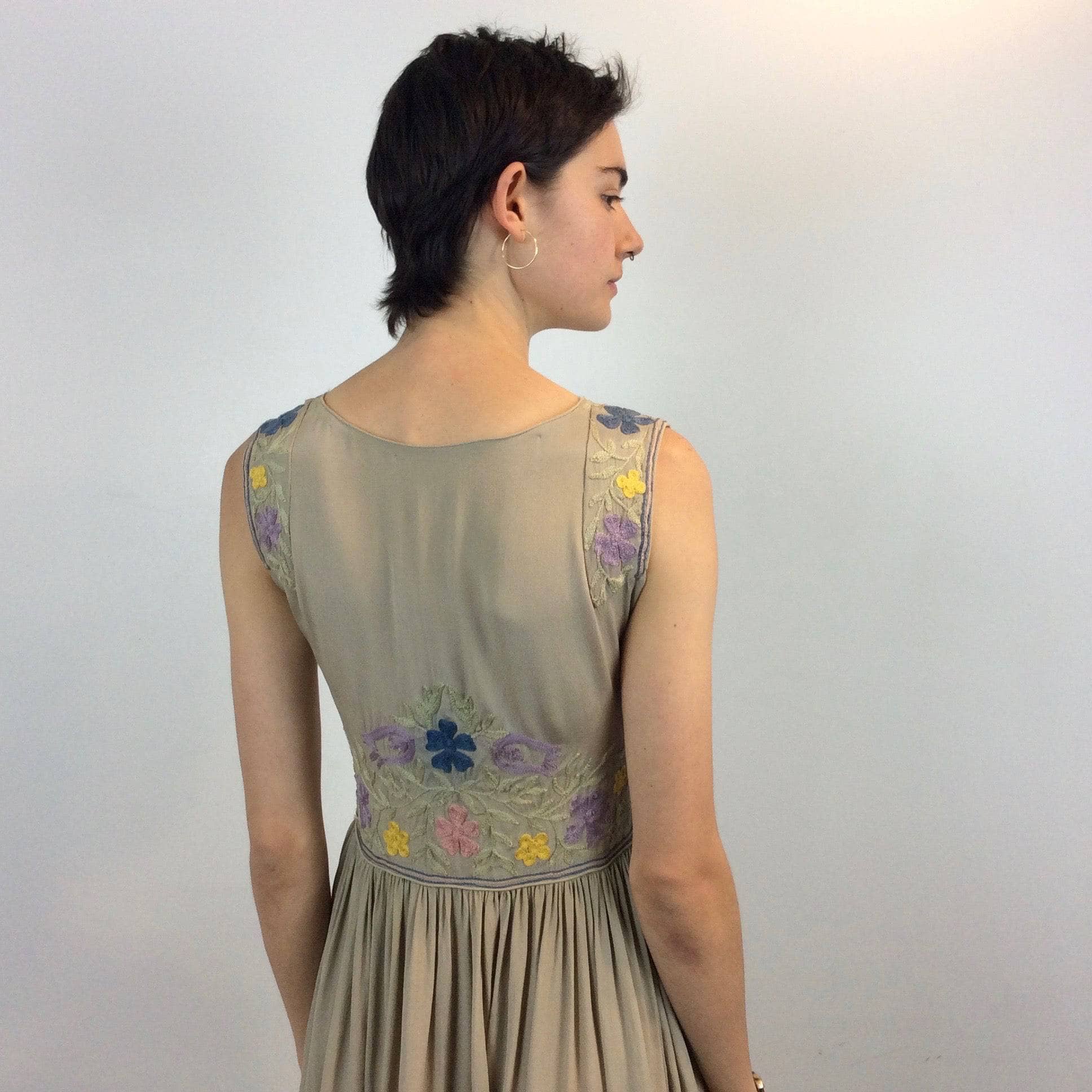 Asymmetrical Embroidered Silk Dress Small - Image 4