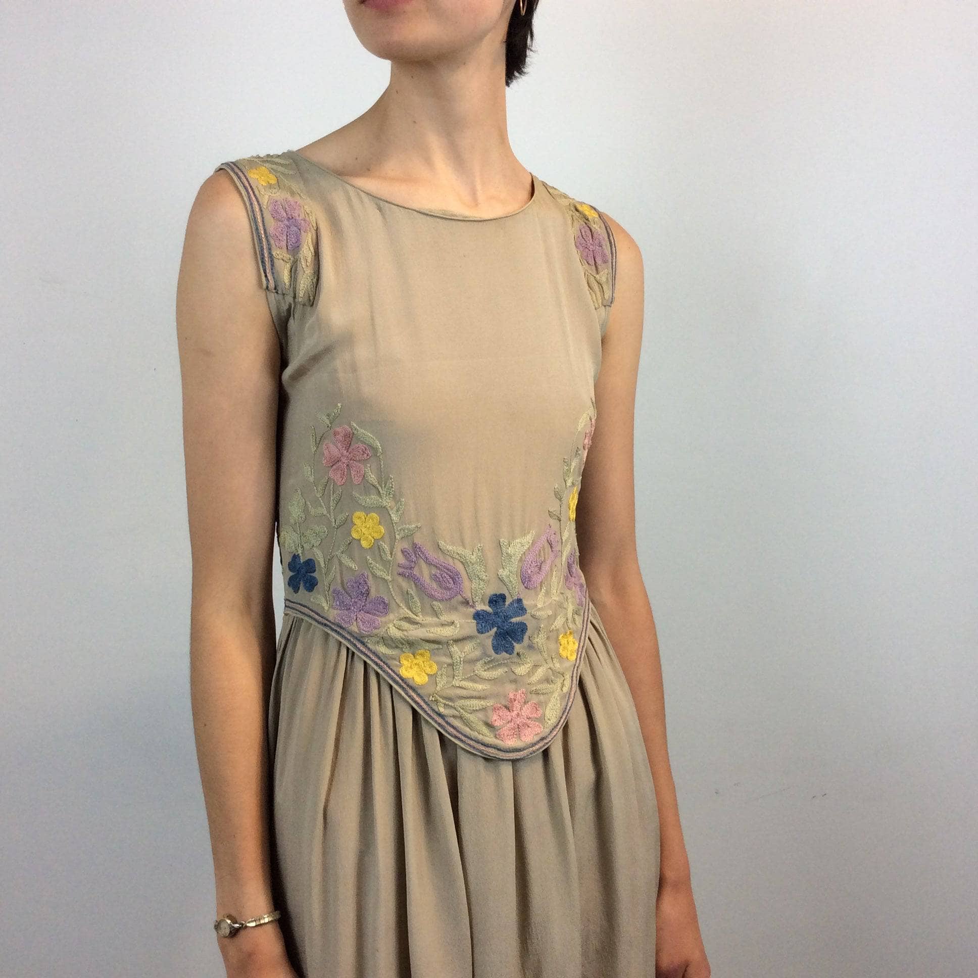 Asymmetrical Embroidered Silk Dress Small - Image 5