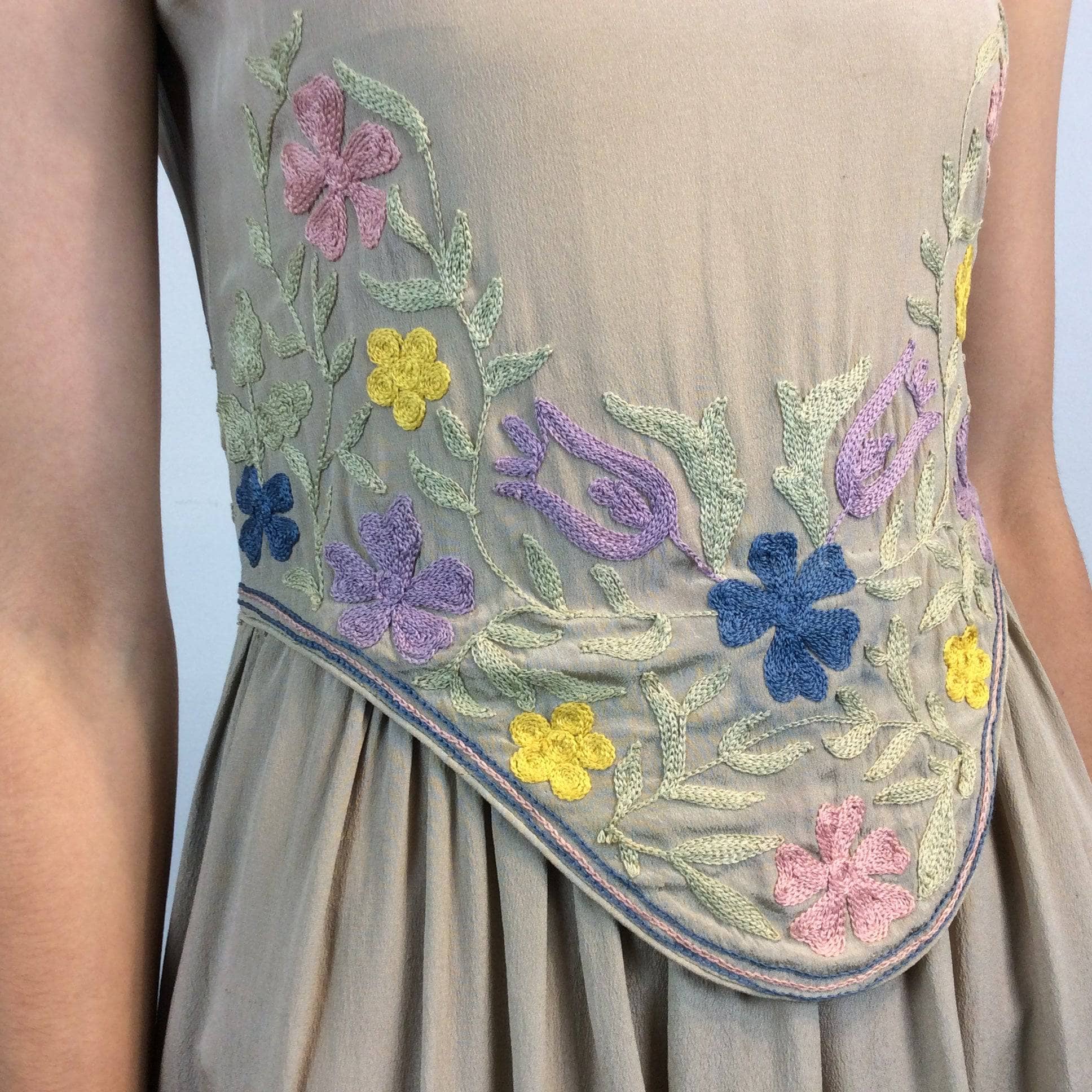 Asymmetrical Embroidered Silk Dress Small - Image 6