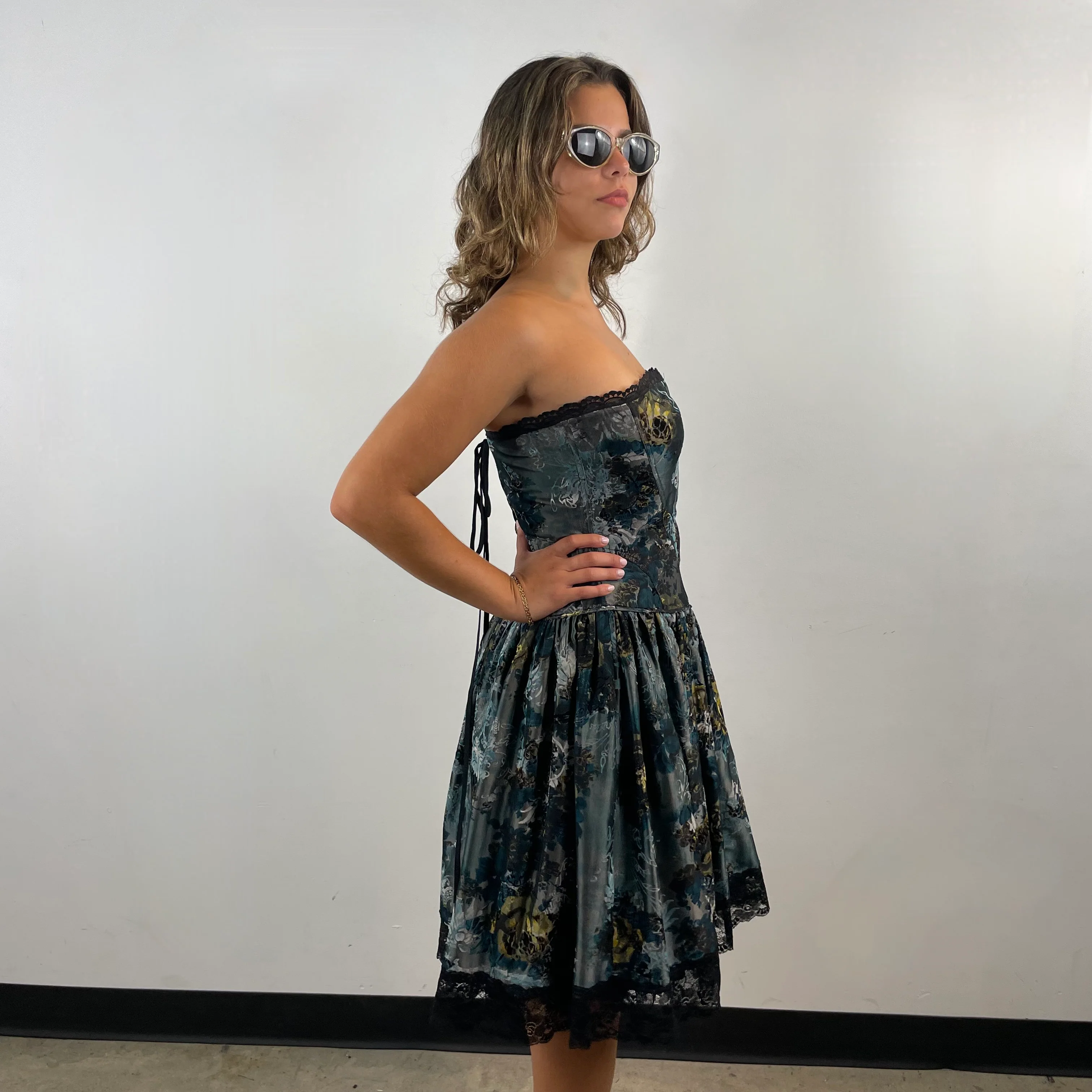 Betsey Johnson Brocade Bustier Mini Dress Medium - Image 4