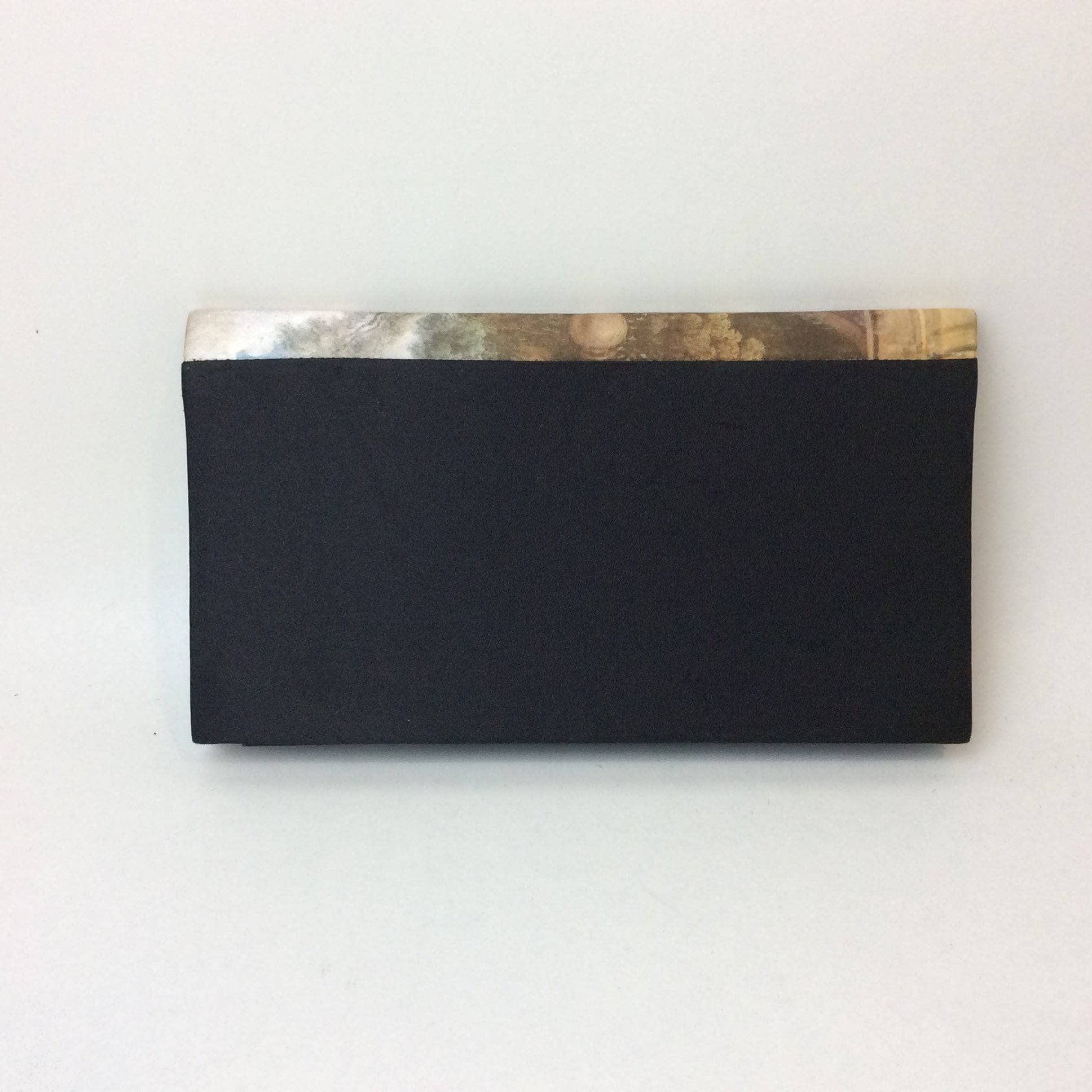 Black Satin Evening Clutch with Outdoor Royal Court Scene - Image 5