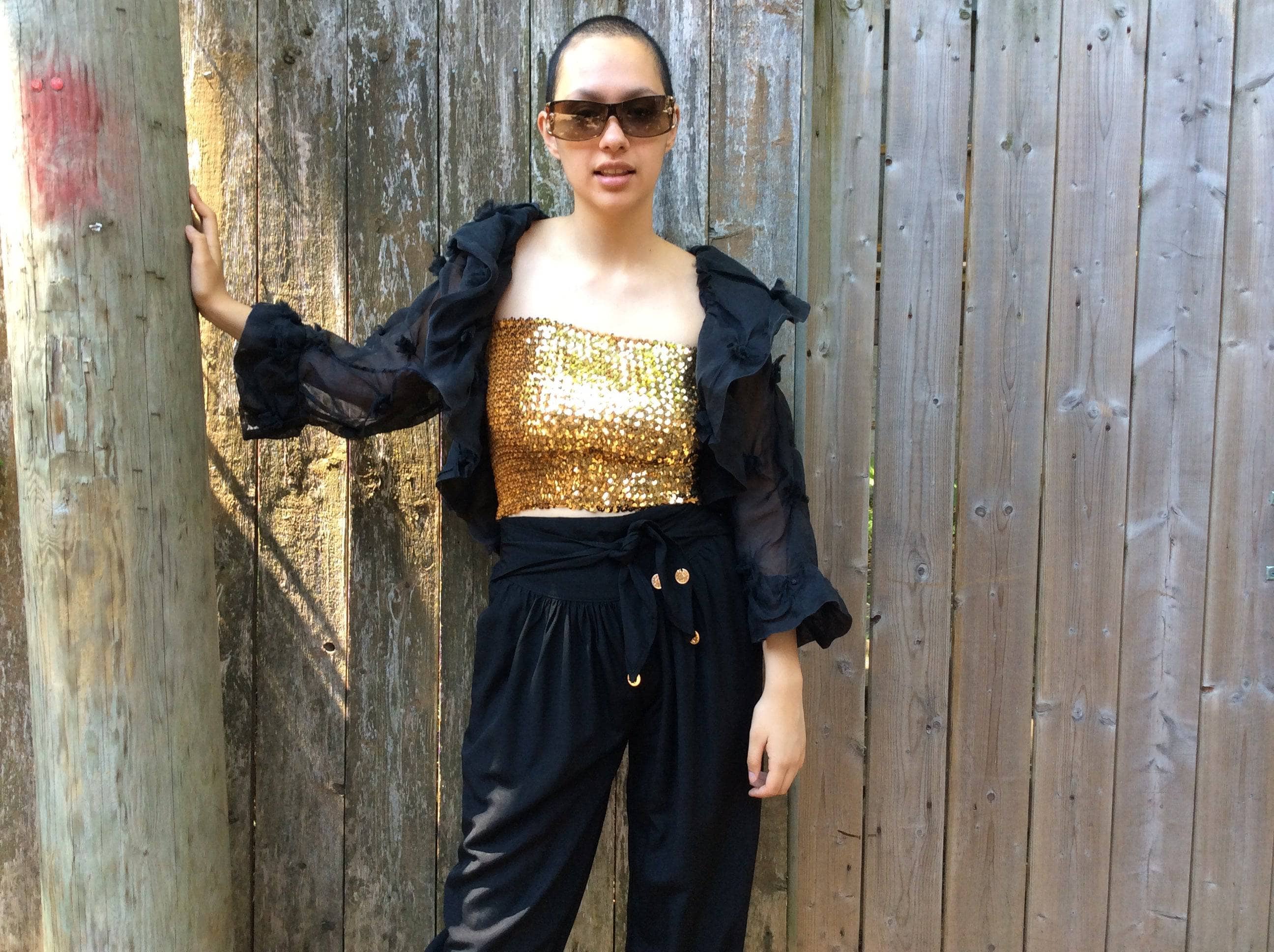 Black Silk Chiffon Bolero Small-Medium - Image 3