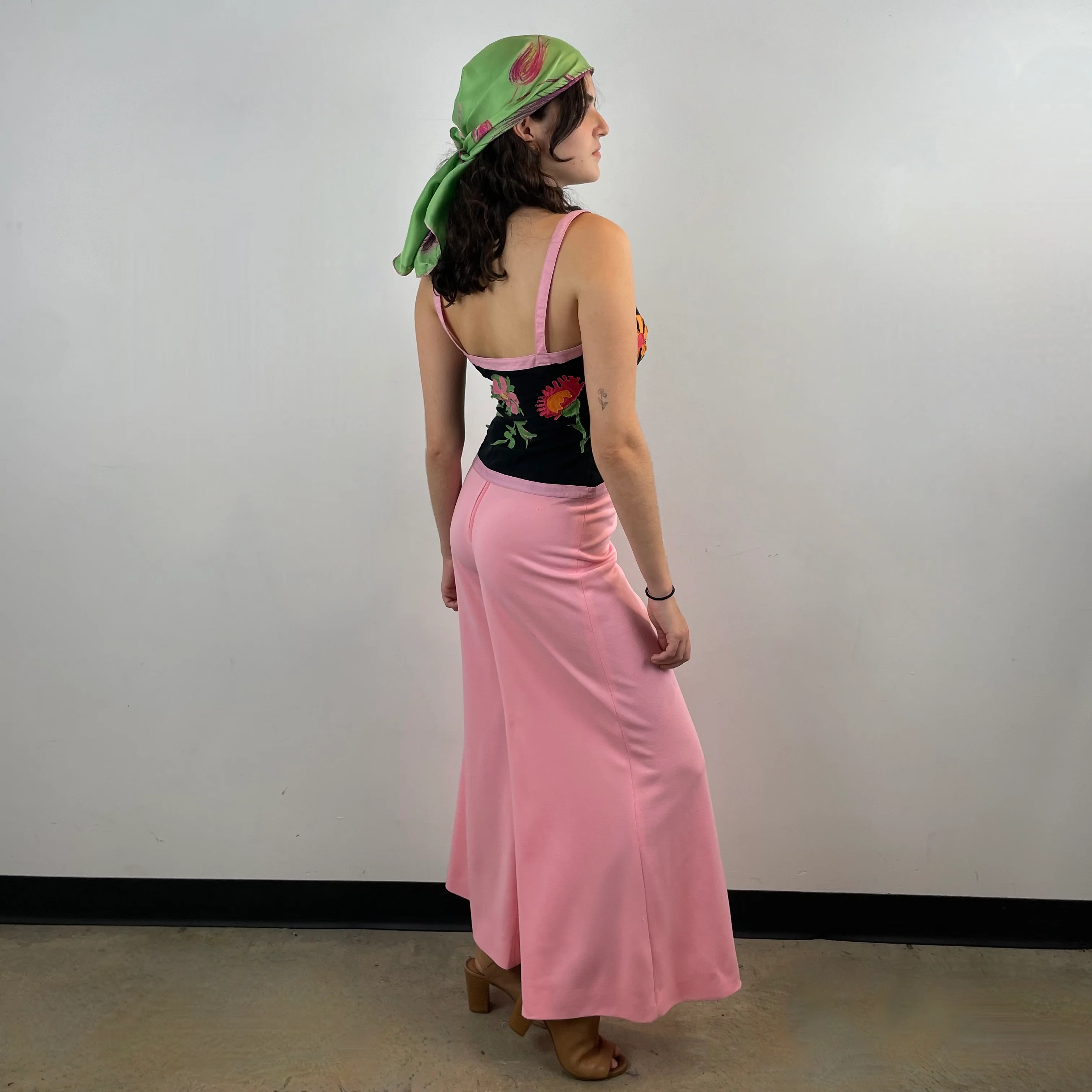 1970s Pink High-Waisted Wide Leg Pants XS/S - Image 4