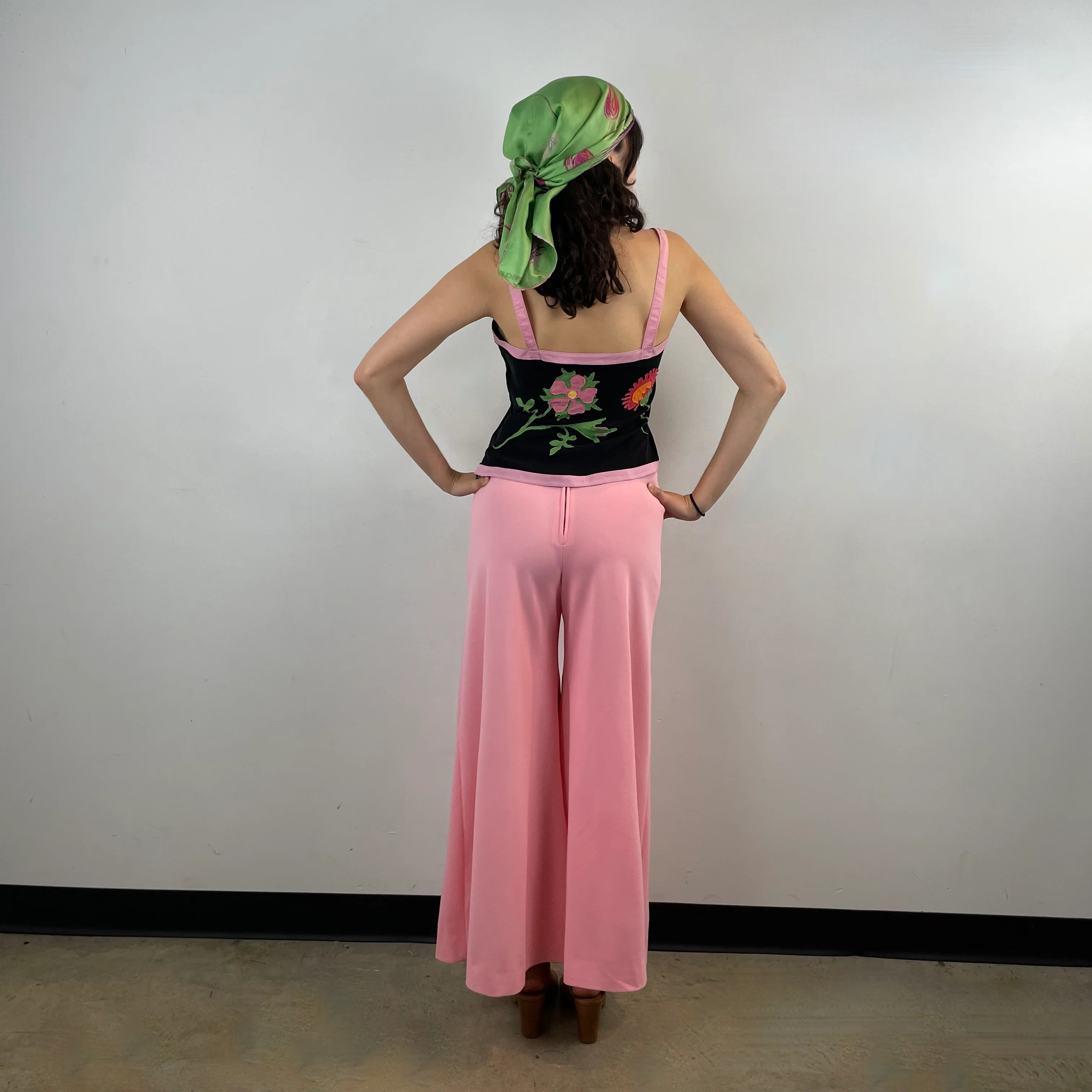 1970s Pink High-Waisted Wide Leg Pants XS/S - Image 5