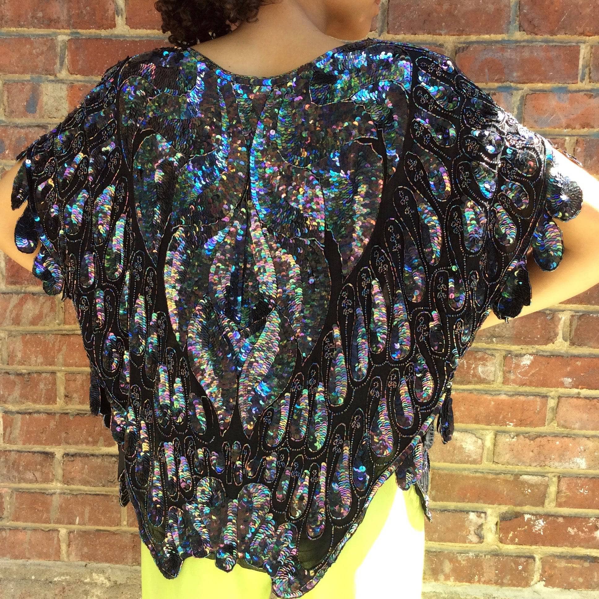 1980s-1990s Beaded & sequin Butterfly shape man evening top - Image 4